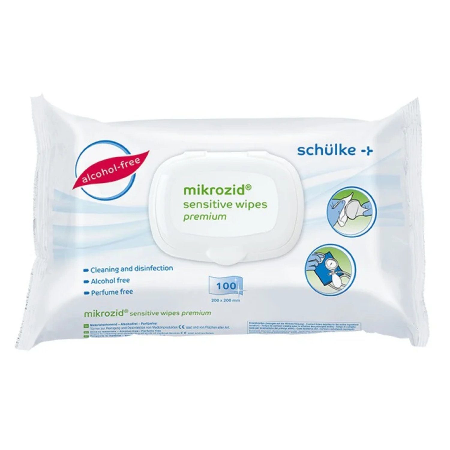 Bode Chemie Mikrozid® sensitive wipes Oberflächen-Desinfektionsmittel (100-St. für Desinfektion von sensiblen Bereichen und empfindlichen Oberflächen)