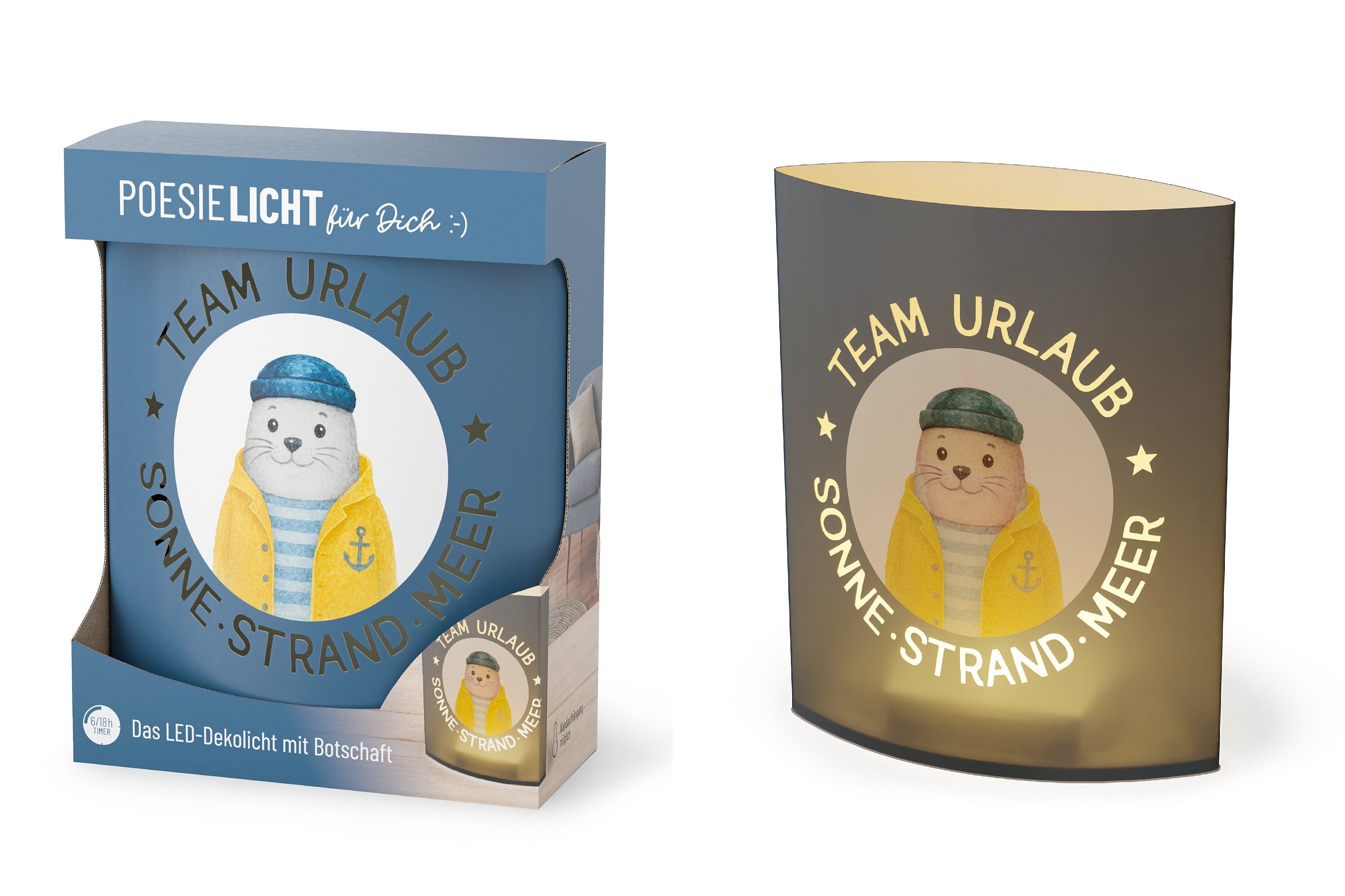 La Vida LED Nachtlicht Deko Lampe Leuchte Batterie Poesielicht la vida Geschenk Seehund, LED fest integriert