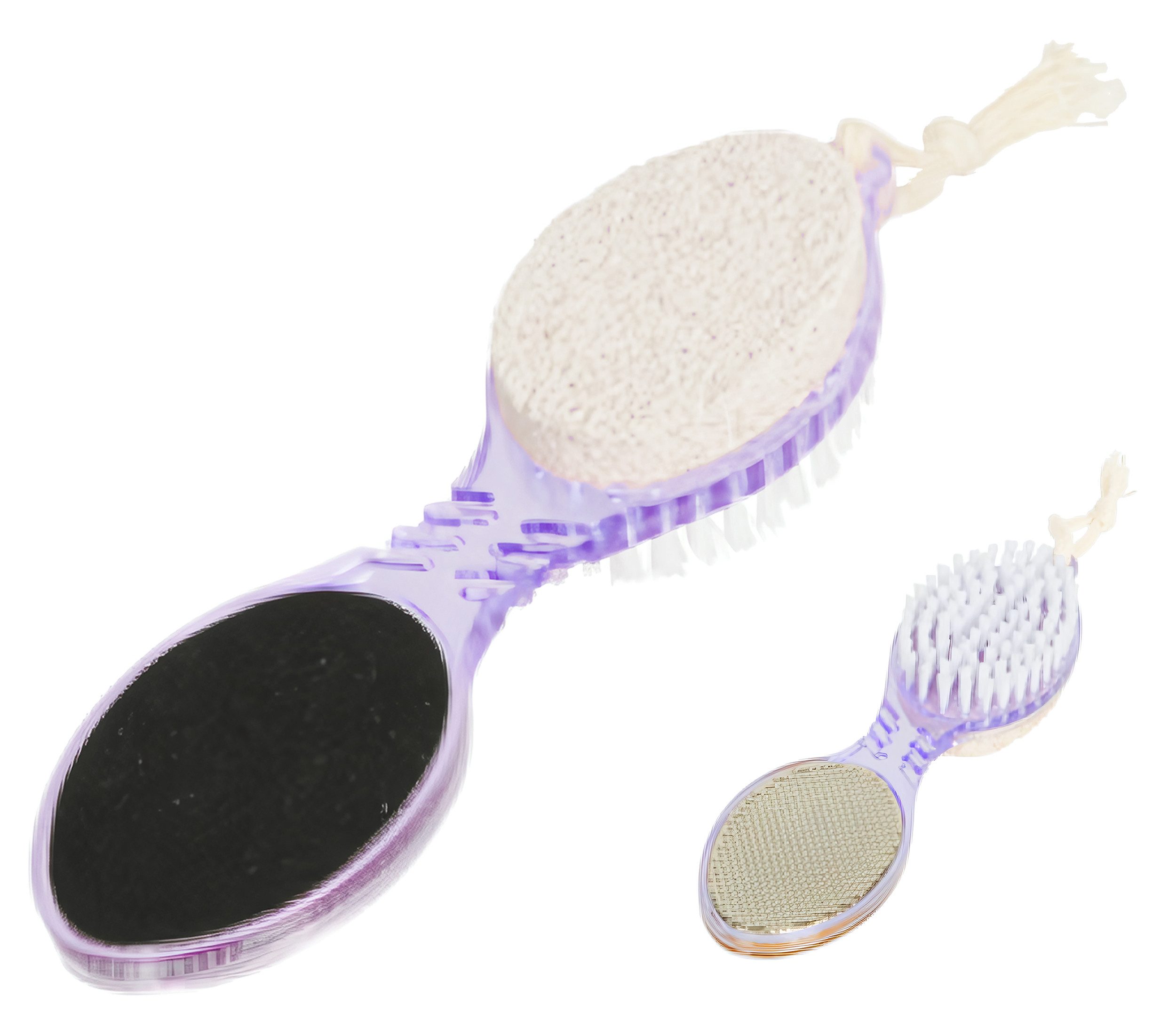 Touch of Beauty Nagelbürste 4in1 PEDIKÜRE-BÜRSTE Bimsstein Fußraspel Raspel Nagelbürste 11 (Lila), Fußfeile Schleifstein Hornhautentferner Fußbürste Fußpflege Pflege