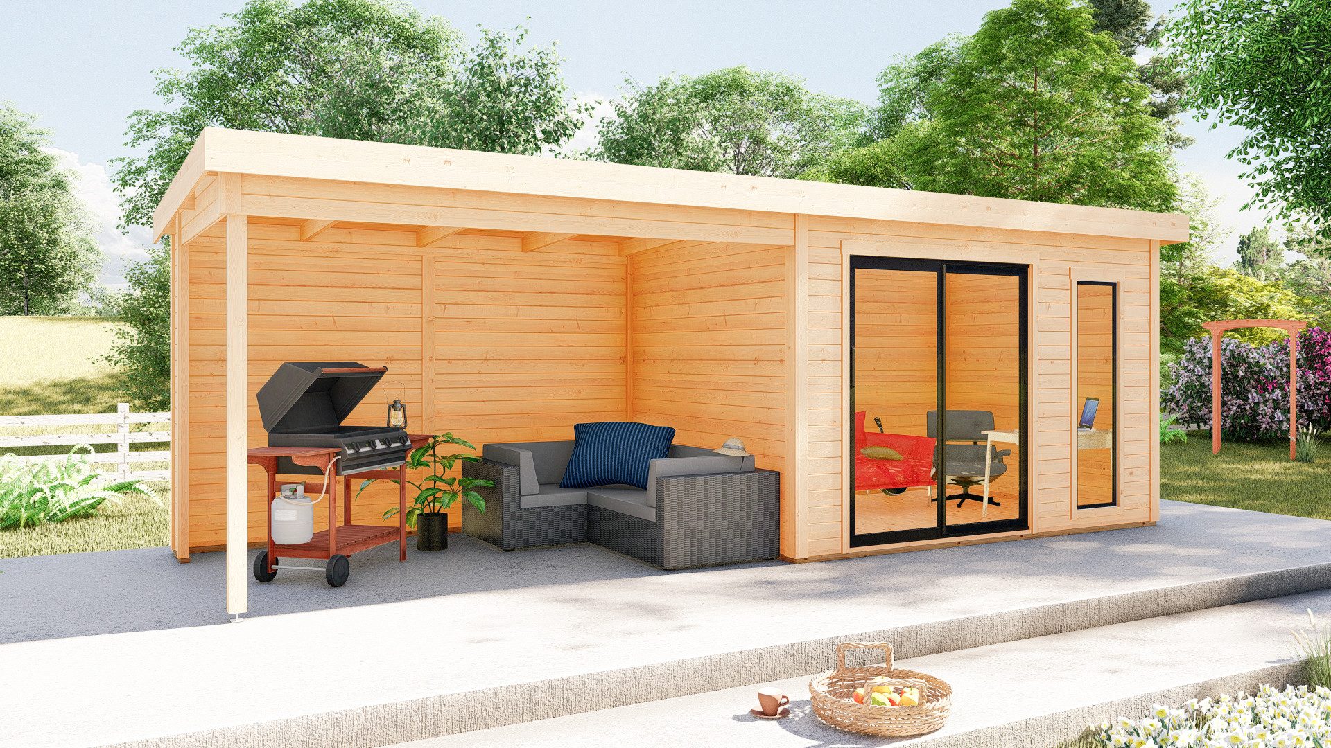 Finn Art Blockhaus Gartenhaus Holzhaus, BxT: 720x365 cm