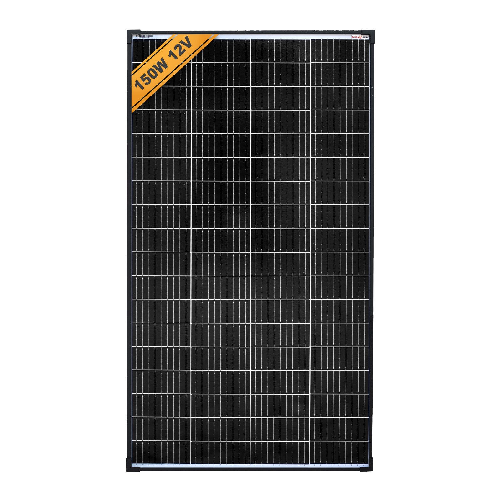 enjoy solar Solarmodul Schwarze Rahmen Monokristallin PERC-Zellen 150W- 200W 12V, Monokristalline PERC, (Leistungsgarantie bis 10 Jahren mit 90% und bis 25 Jahren mit 80), PERC Zellen, 9-Busbars Monokristalline