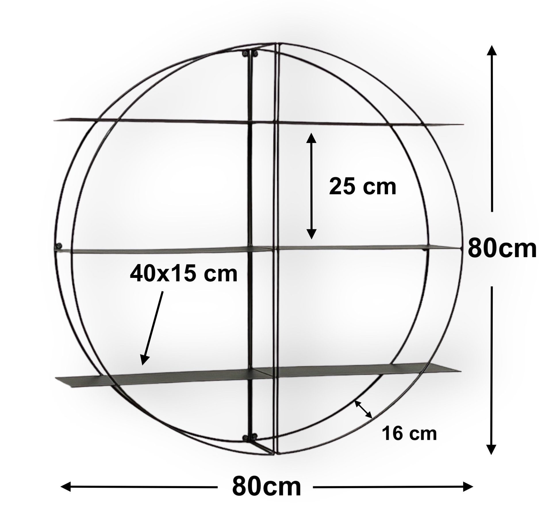 DanDiBo Wandregal Metall Schwarz Rund Wandmontage 80 cm Modern Wand günstig online kaufen