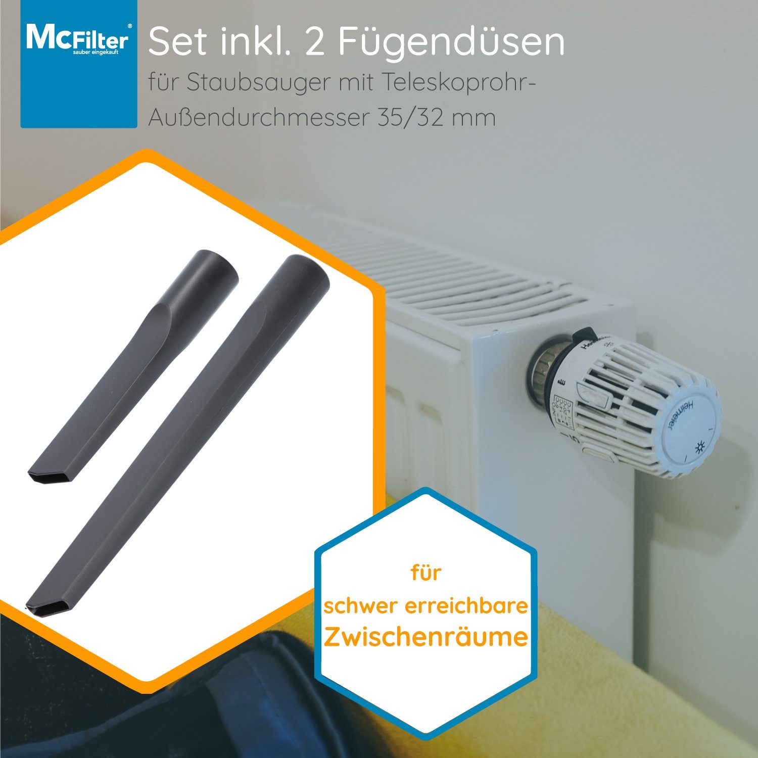 McFilter Staubsaugerdüsen-Set 12-teilig geeignet für Siemens VSQ5X1230 Q5.0 Extreme Silence Power, (12-tlg), Polsterdüse, Fugendüse, Flachpolsterdüse, Möbelpinsel, Bürste, Adapter