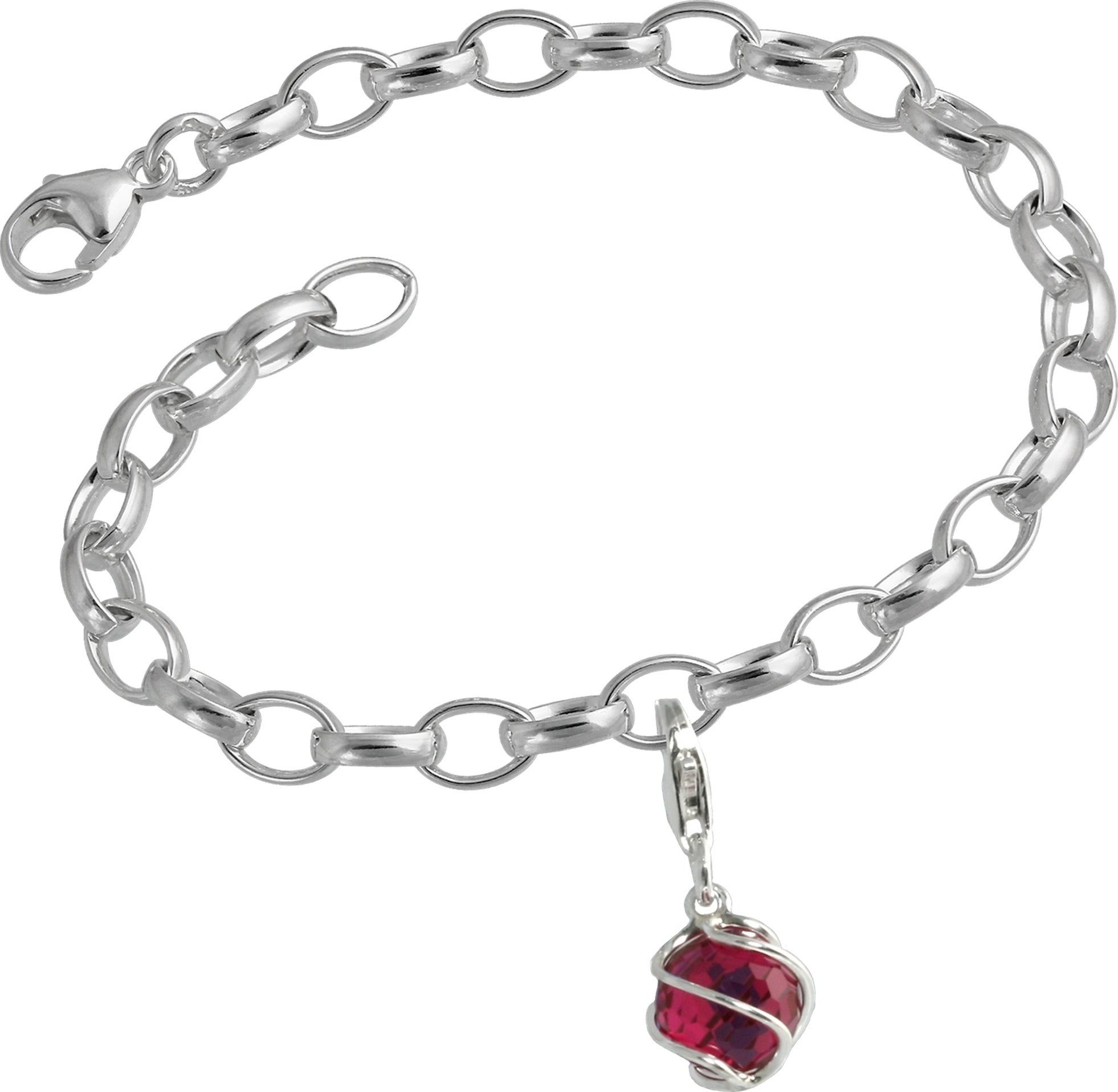 Charms Ku Damen Silber (Charmssets, rot, silber, Armband SilberDream Kugel aus Farbe: 925er Sterling Charm-Einhänger 925 Silber, Charms 2-tlg), Armband SilberDream Set