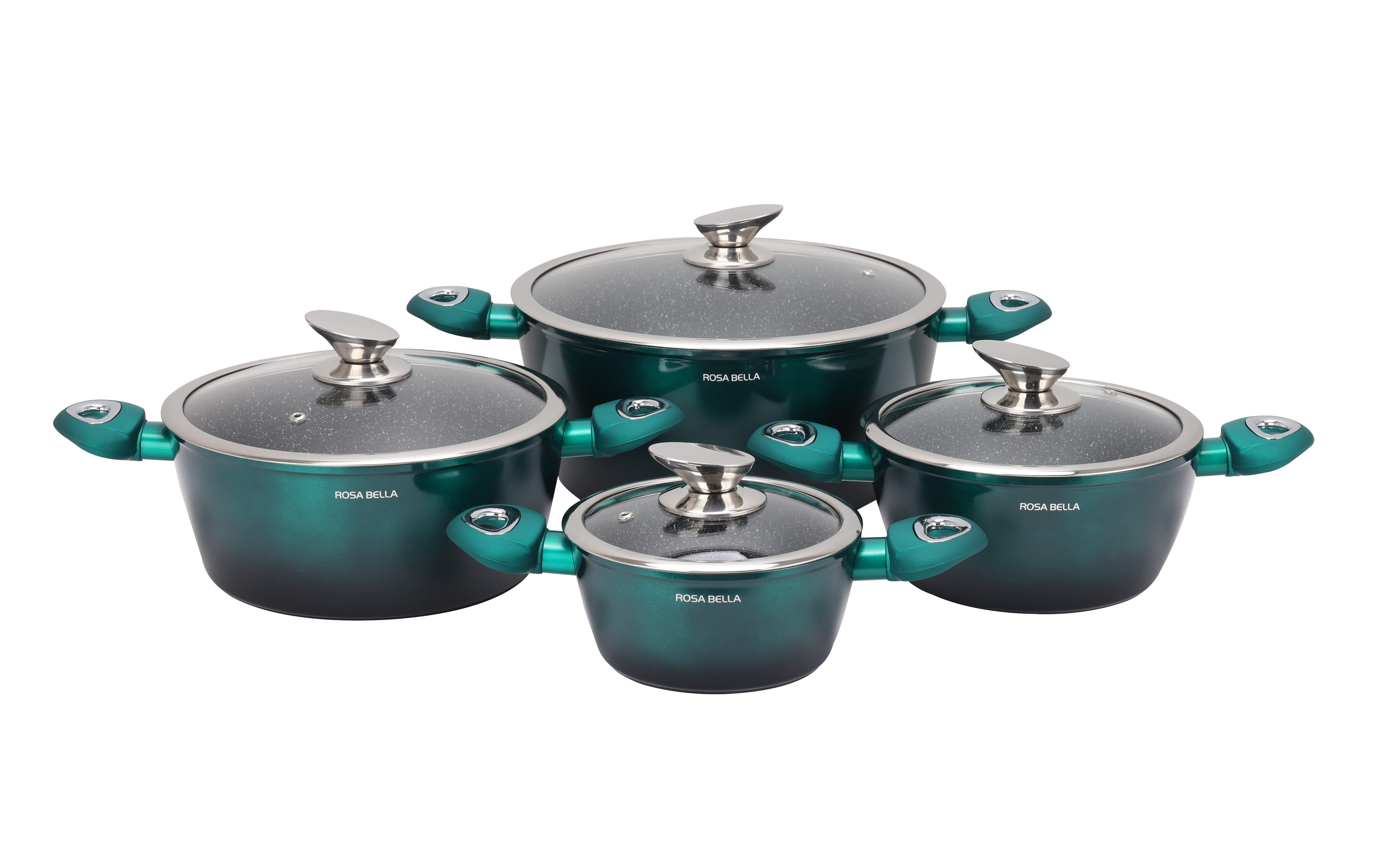 Edenberg Topf-Set Wunderschönes Topfset in 4 Farben, Suppentopf, Spargeltopf, Eiertopf, Aluminiumguss, Keramik, Edelstahl (Verleihen Sie Ihrer Küche Stil und Funktionalität – mit dem Rosa Bella Topfset von Edenberg kochen Sie nicht nur gesünder, sondern a
