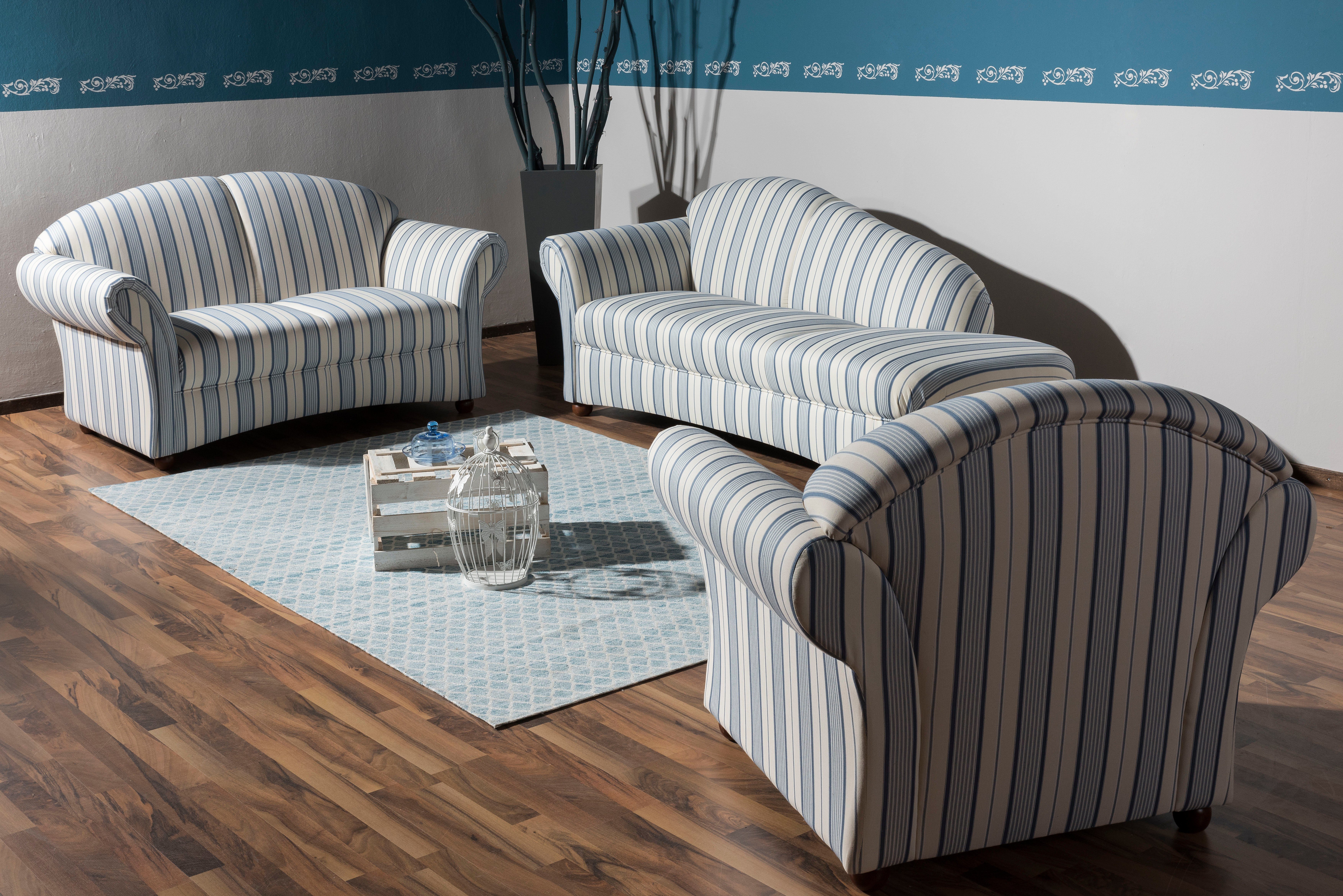 Max Winzer® Recamiere Caros, klassisch moderne Recamiere im Landhausstil, Solitärmöbel, komfortabler Sitzkomfort durch Federkern, Retro, Streifendesign