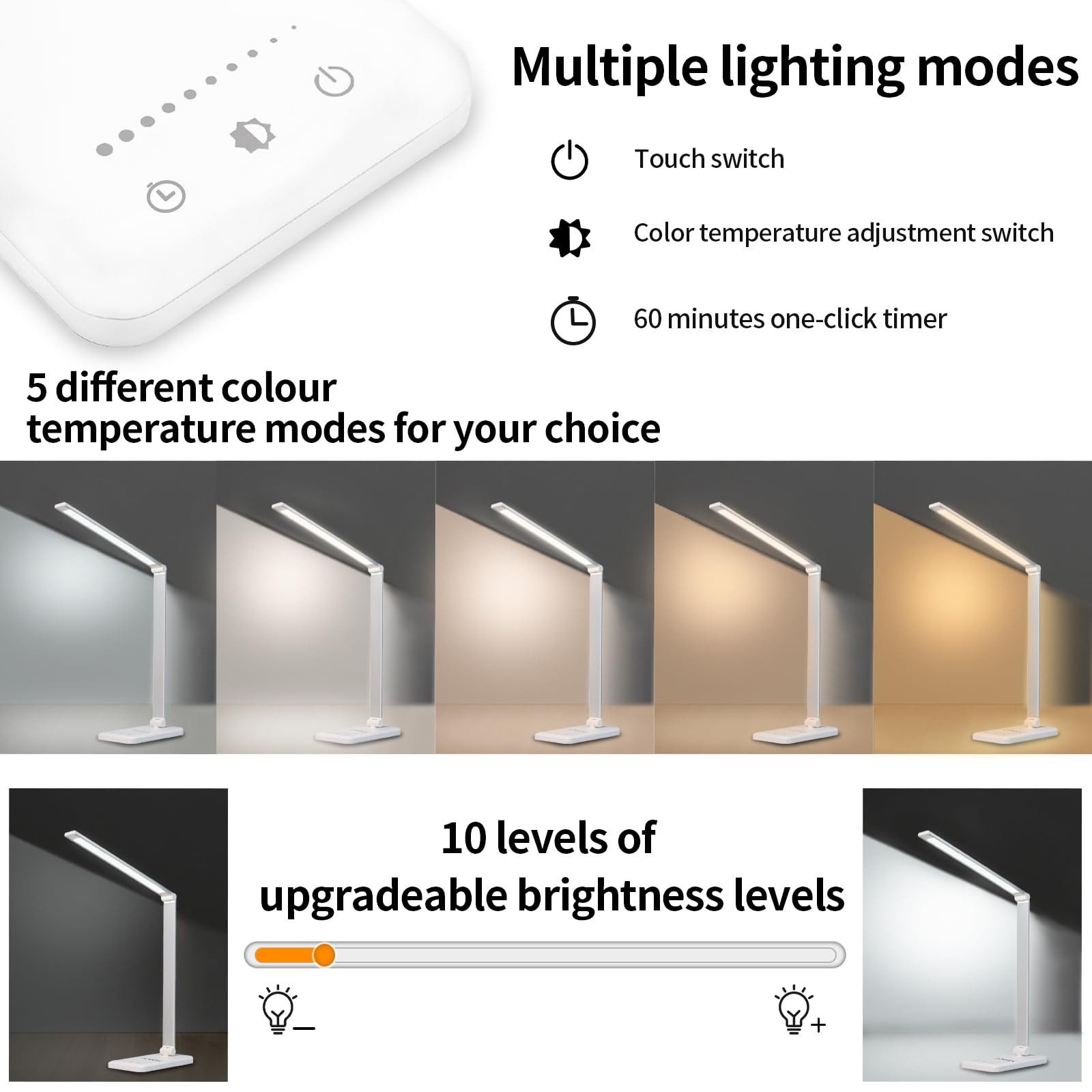 LQWELL Schreibtischlampe LED Schreibtischlampe Dimmbar Metallmaterial, günstig online kaufen