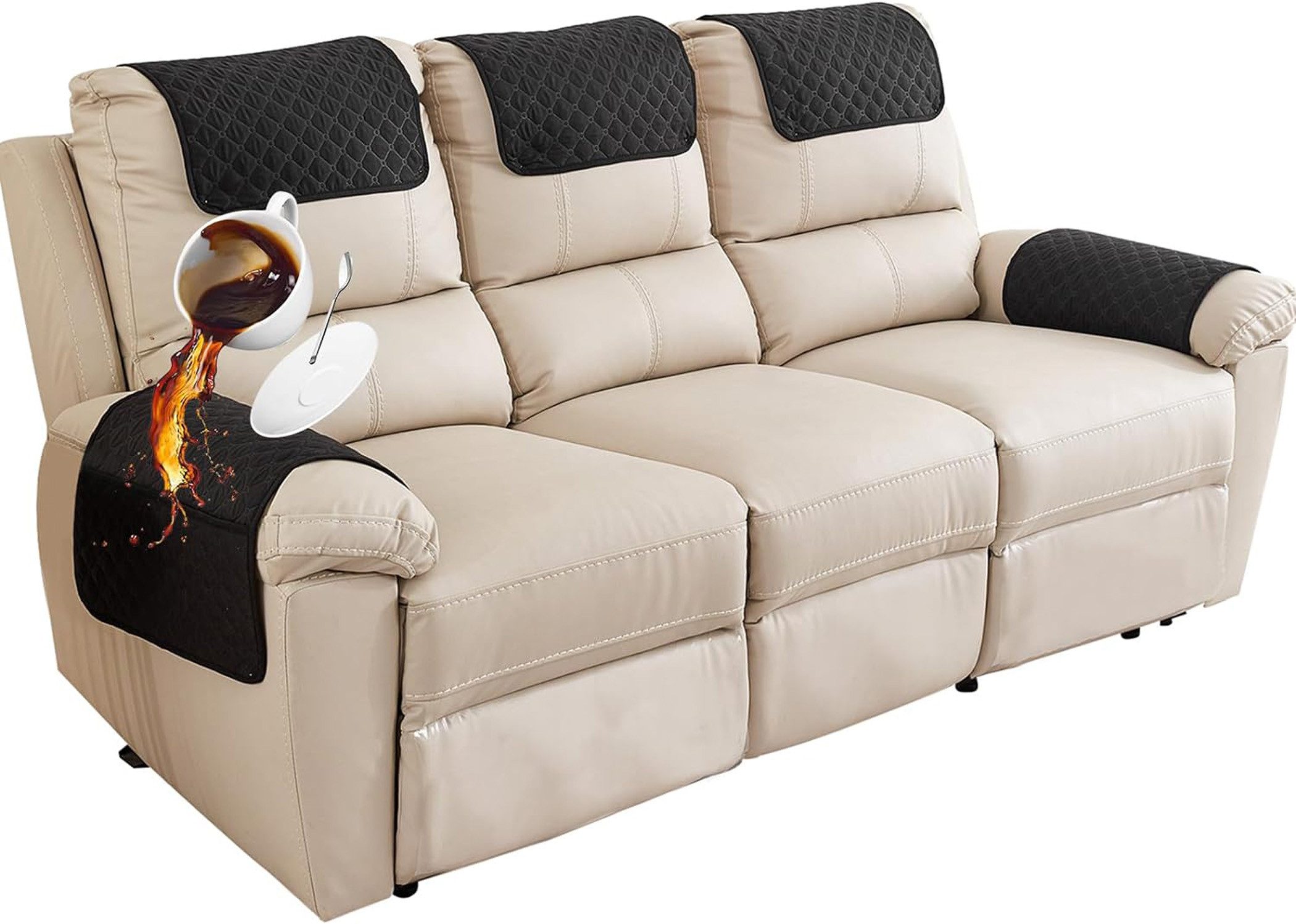 Zyronn Sesselschoner Für Relaxsessel Mit Armlehnen, Sesselbezug Mit Taschen, Wasserdicht & rutschfest Möbelschutz für Sofa, Stuhl
