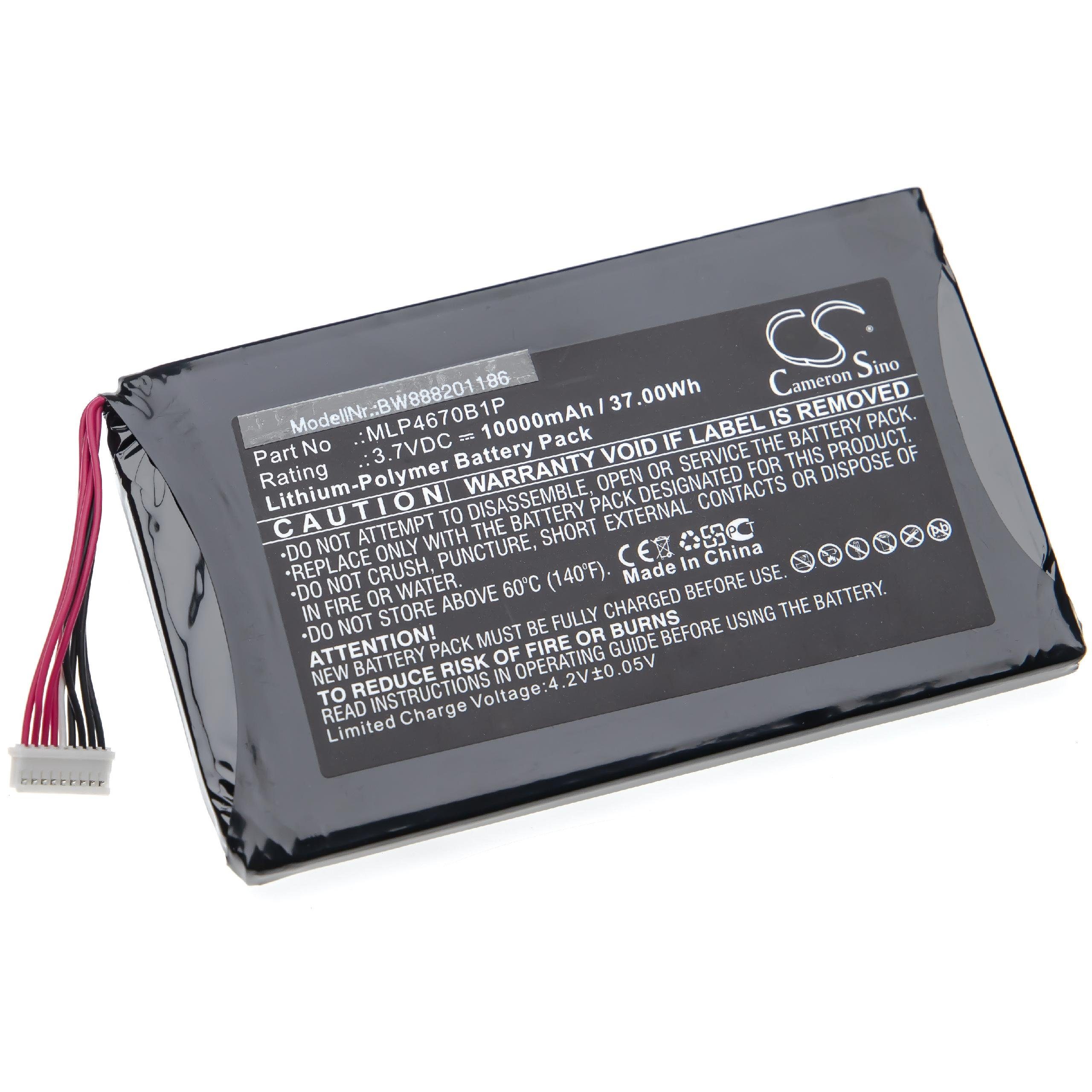 vhbw Ersatz für Autel MLP4670B1P für Akku Li-Polymer 10000 mAh (3,7 V)