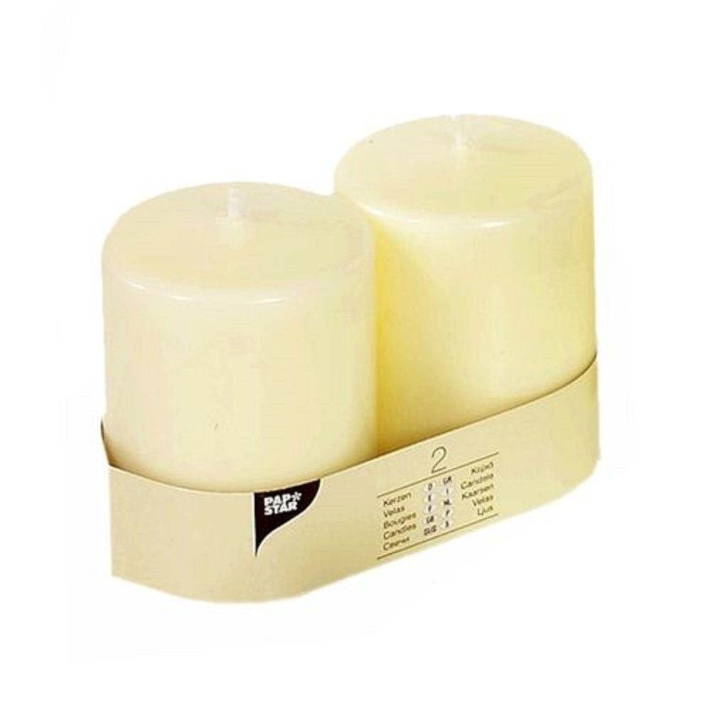 PAPSTAR GmbH Stumpenkerze 2 Stumpenkerzen IVORY günstig online kaufen