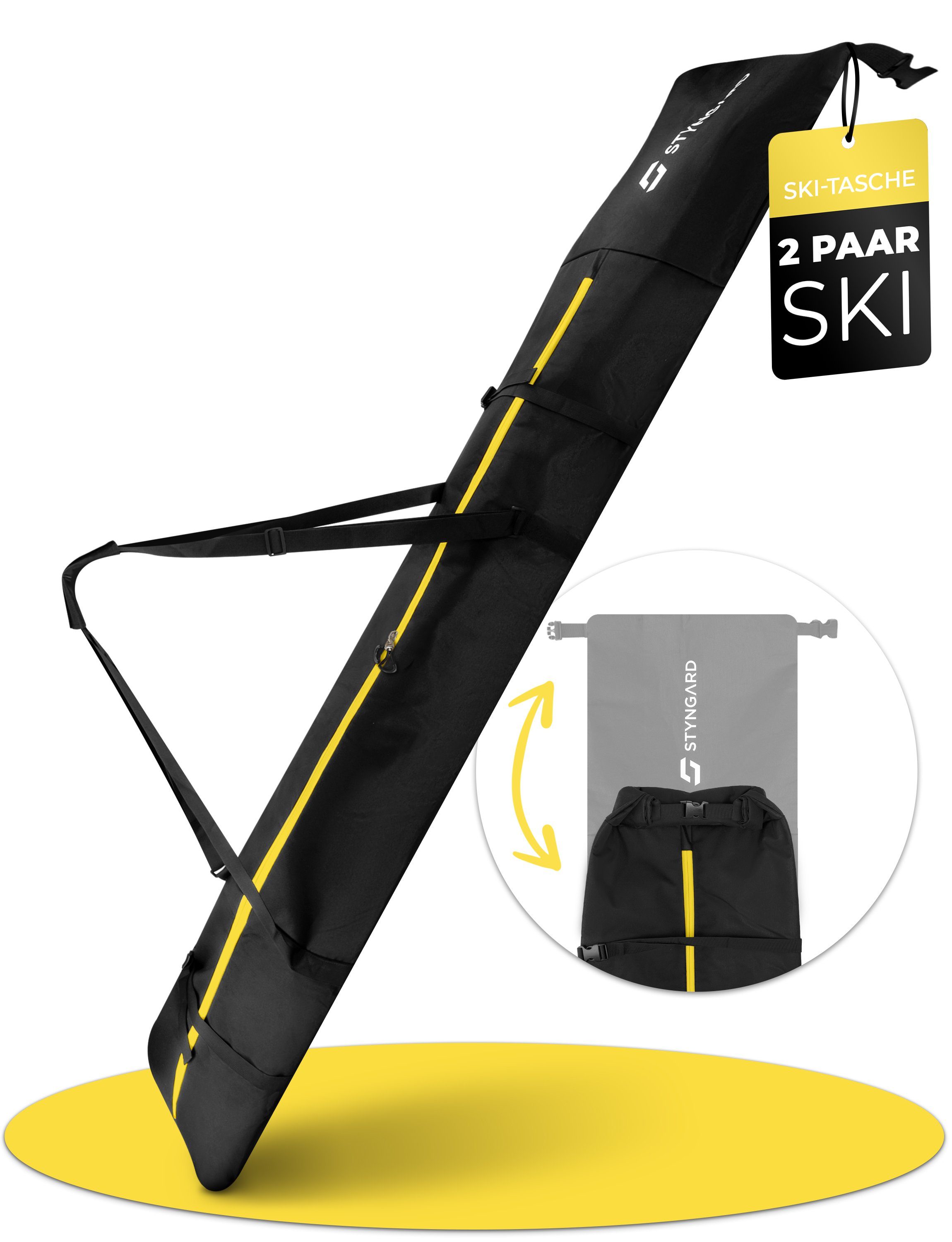 Styngard Skitasche KITZBÜHEL, 2 Paar Ski mit Rolltop [XXL - für 2 x 140 cm bis 200 cm]