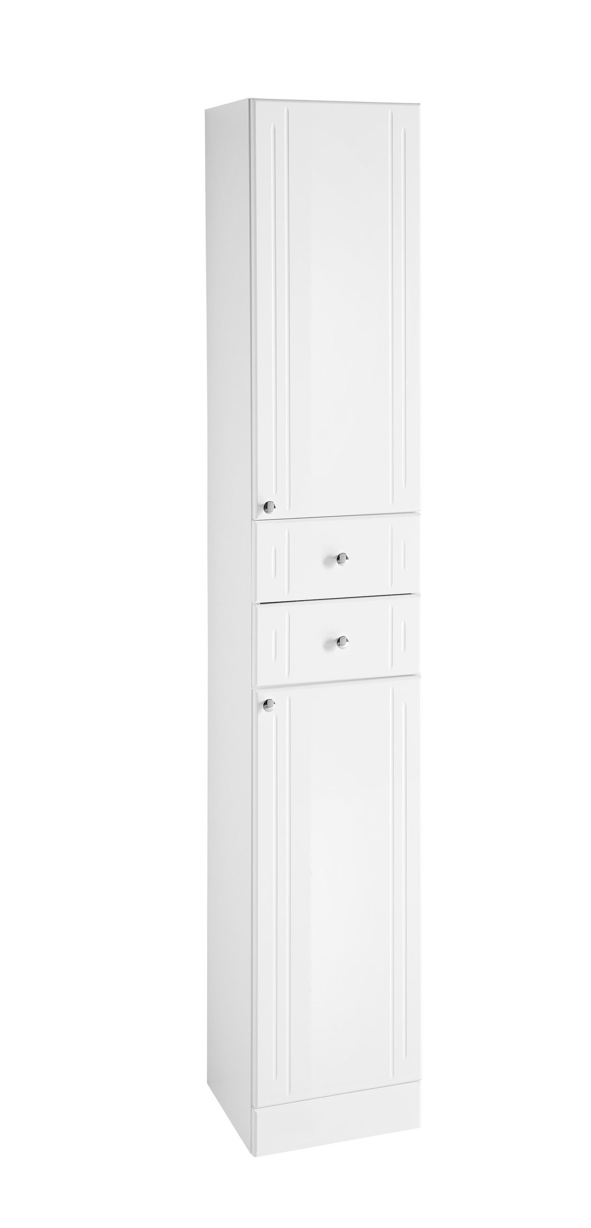 PELIPAL Hochschrank in Weiß Hochglanz mit 2 Schubladen und 2 Türen (BxHxT: 32,5x188,5x33 cm)