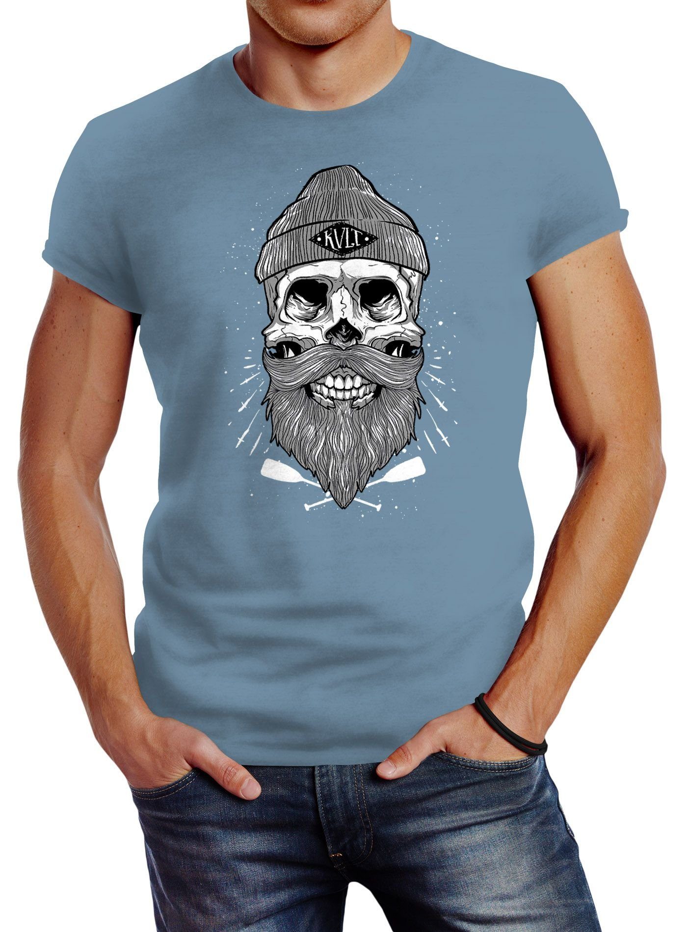 Neverless Print-Shirt Herren T-Shirt Captain Skull günstig online kaufen