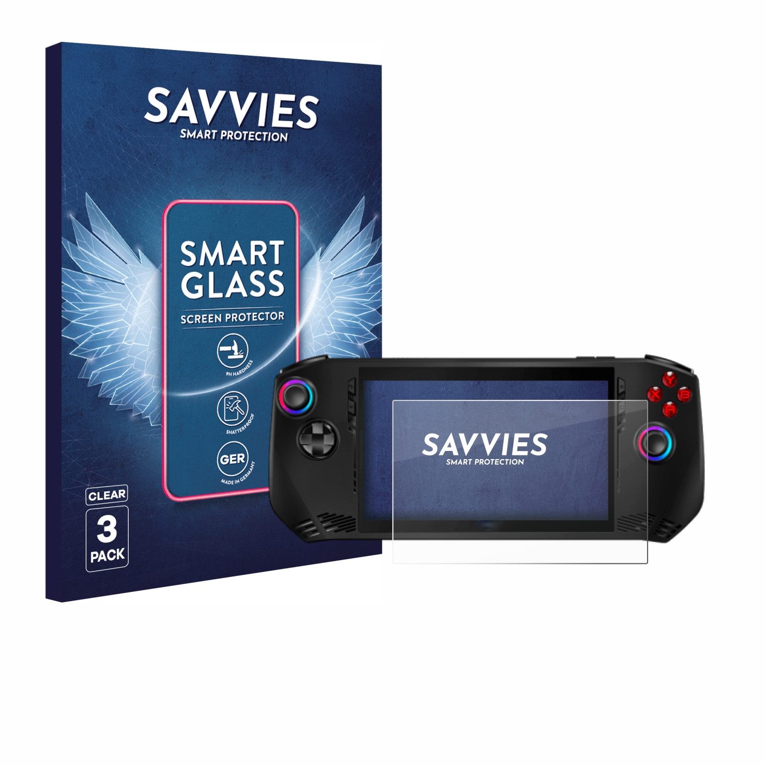 Savvies Displayschutzglas Schutzglas Panzer für MSI Claw A1M, 3 Stück, Schutzfolie Display Schutz Glas Folie klar