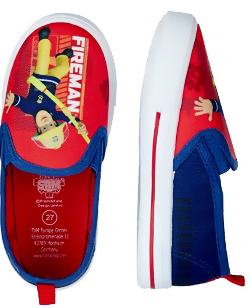 Feuerwehrmann Sam Jungen Hausschuhe Sneaker mit Fotodruck Kinder Turnschuhe Slipper Gr. 25 26 27 28 29 30 Hausschuh