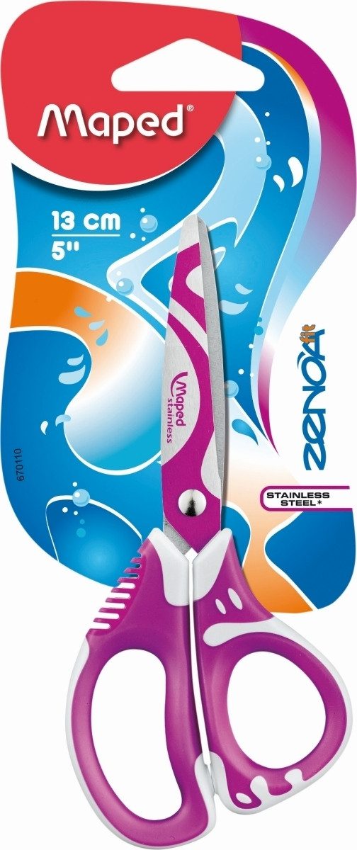 MAPED Papierscheren Schere Zenoa Fit 13 cm Rechts-u.Linkshänder farbig sortiert Blisterkar