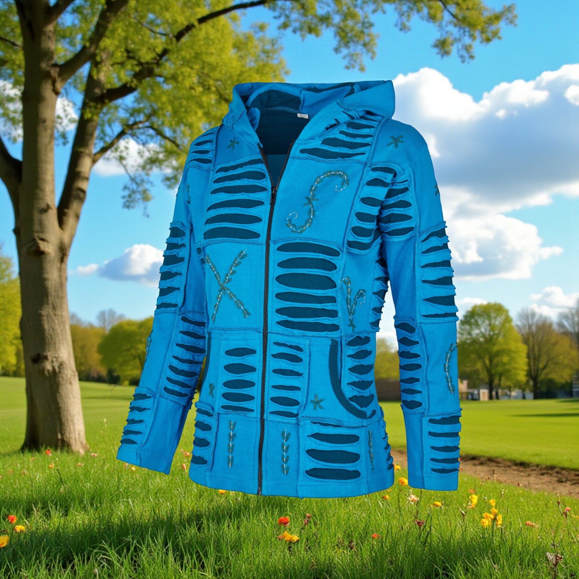 Mein Style Sweatjacke Baumwoll Patch Jacke türkis (1 Stück, 1-tlg., 1 Stück) kann als Jacke oder Pullover getragen werden – Bild 4 von 5