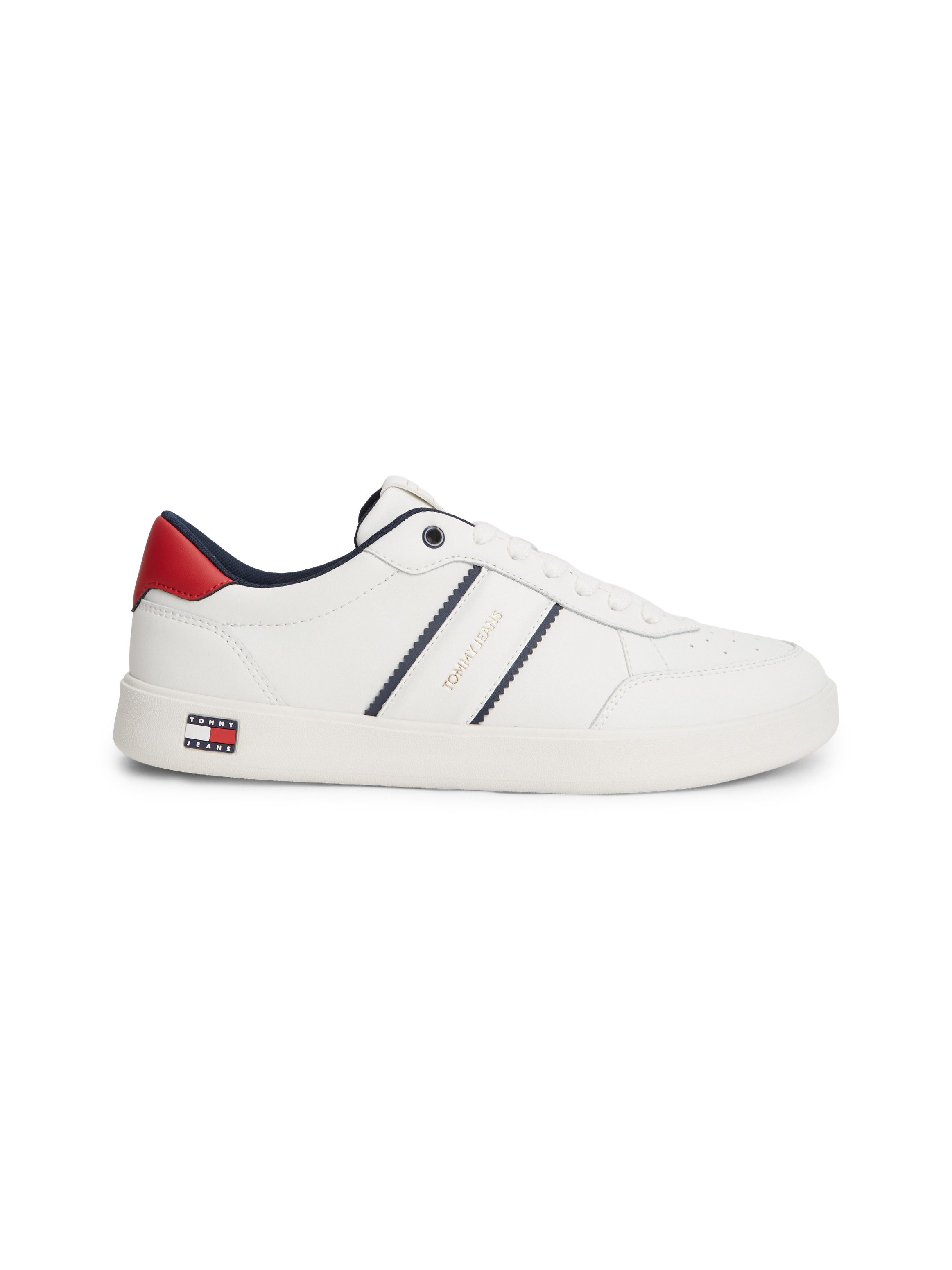 Tommy Jeans LIGHTWEIGHT FLAG LEATHER COURT Sneaker Freizeitschuh, Halbschuh, Schnürer mit Logoflagge im Plateau
