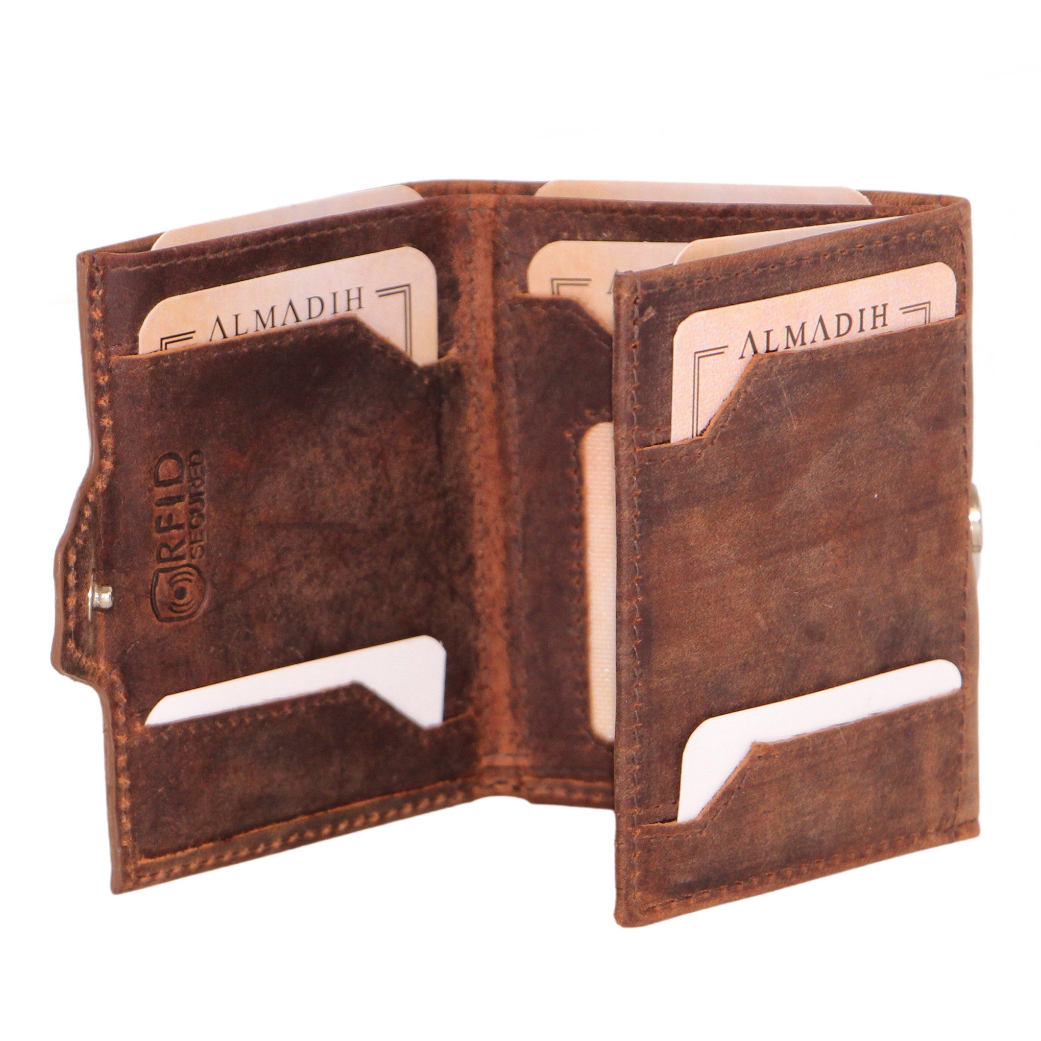 ALMADIH Mini Geldbörse Leder SP4 Portemonnaie Herren mit RFID Slim Wallet Mini Geldbörse