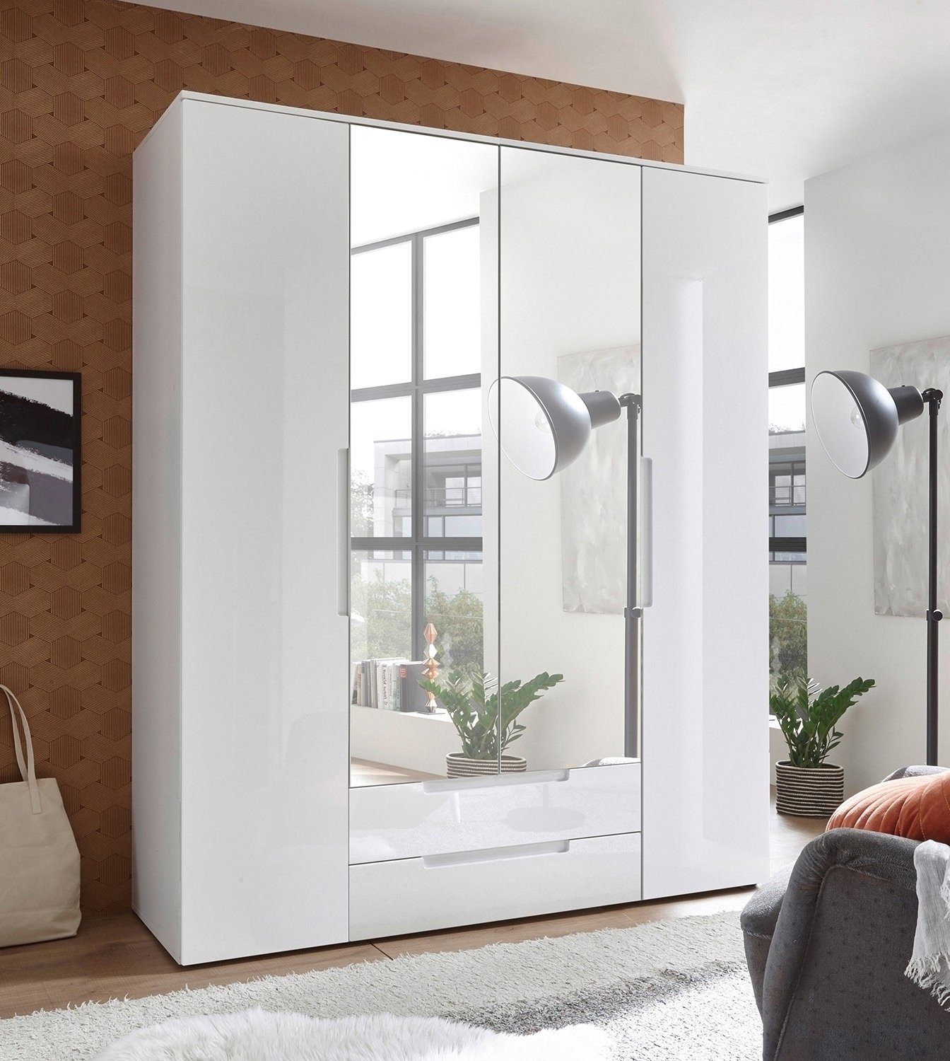 Pol-Power Drehtürenschrank Kleiderschrank SPICE, B 160 cm x H 208 cm, Weiß günstig online kaufen