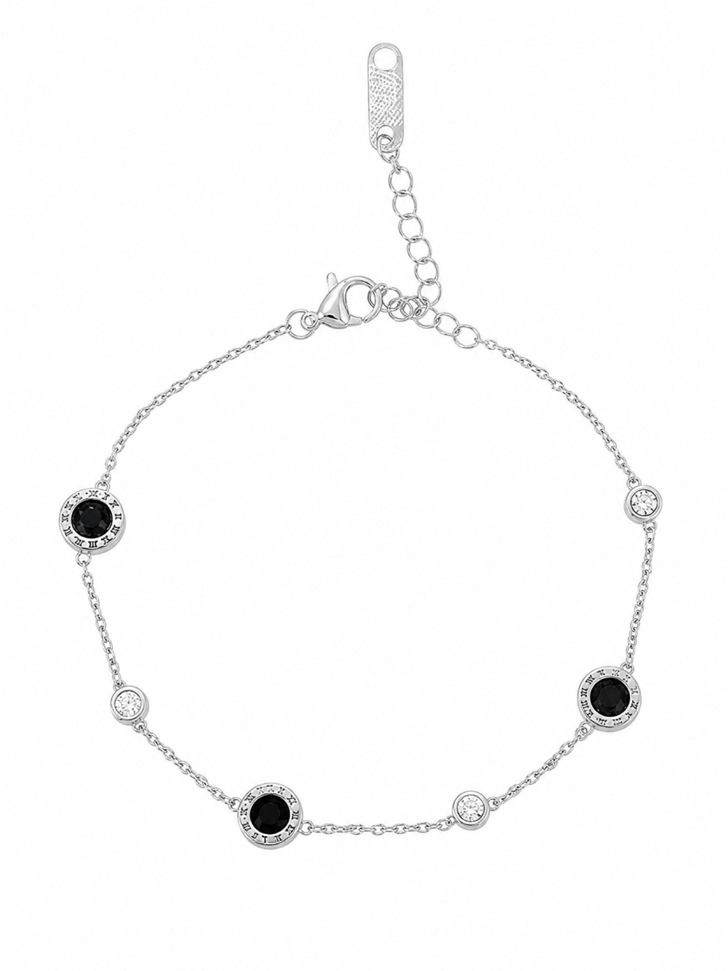 Brise Schmuck Edelstahlarmband Filigranes Damenarmband mit funkelnden Strass-Akzenten, Filigran, mit Strass und Verlängerungskette