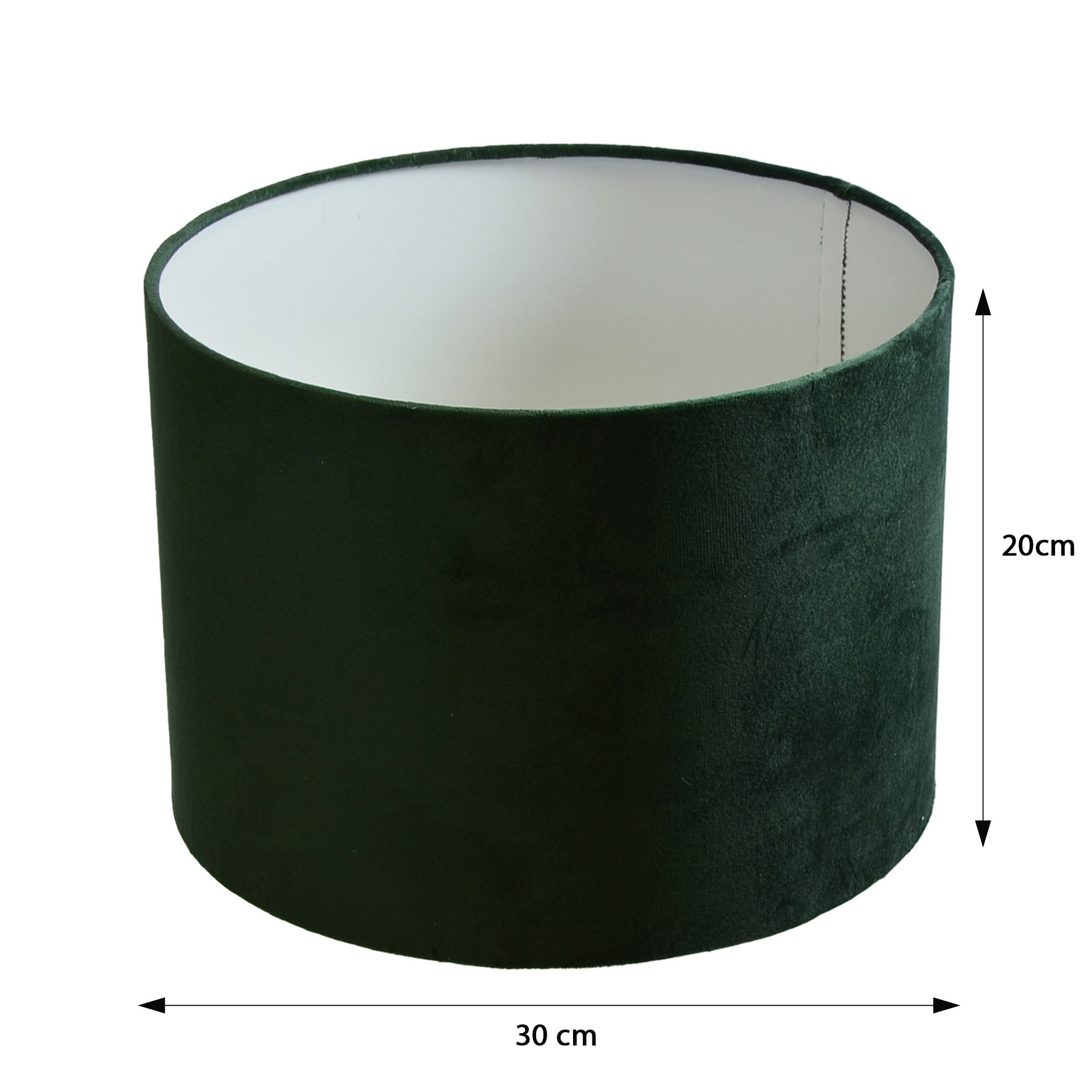 B&S Lampenschirm Ø 30 x 20 cm Velour grün samtige Oberfläche Zylinderform günstig online kaufen