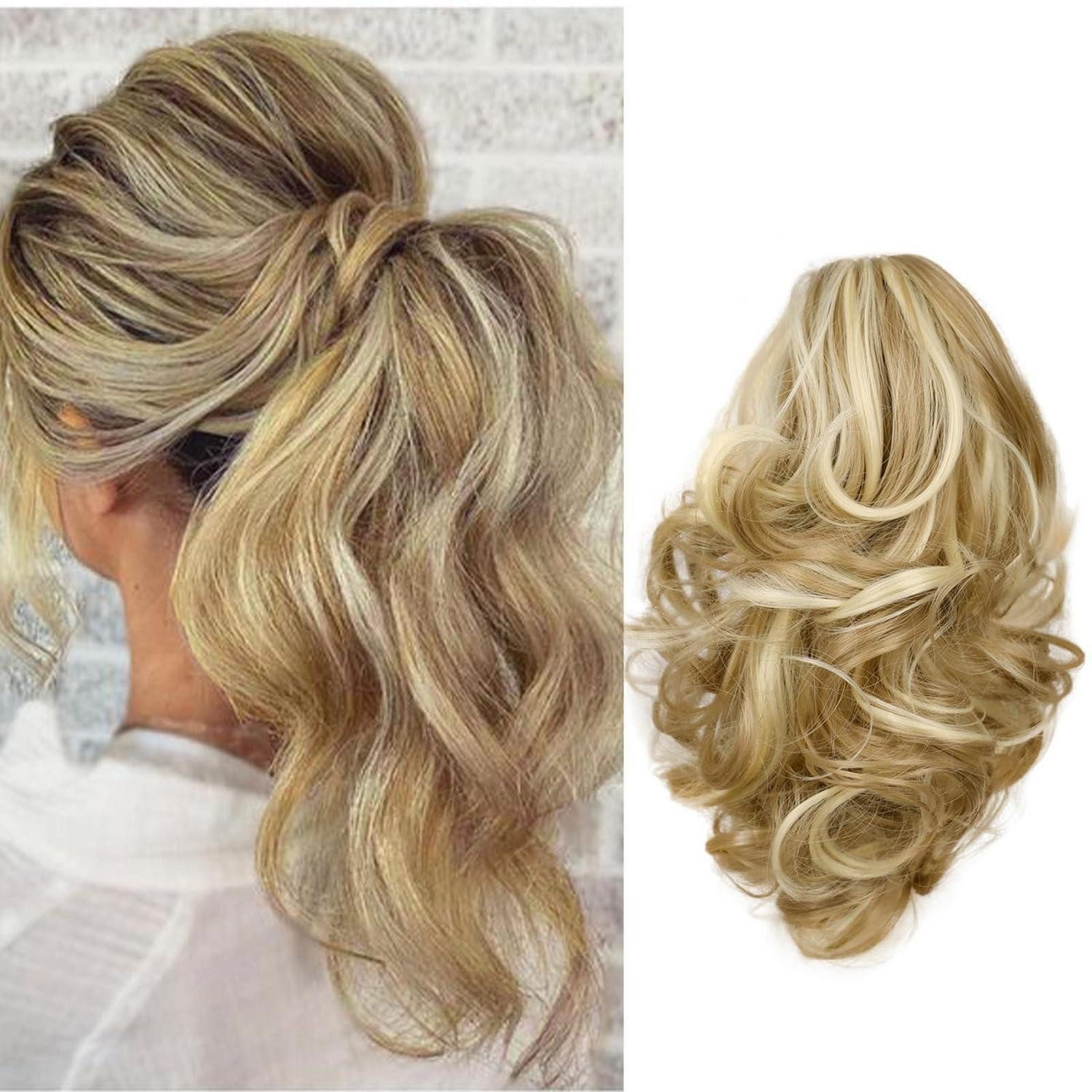 LuxusKollektion Kunsthaar-Extension Haar Extensions Zopf Clip 30 cm 110g Sandiges Blond&Bleiches Blond