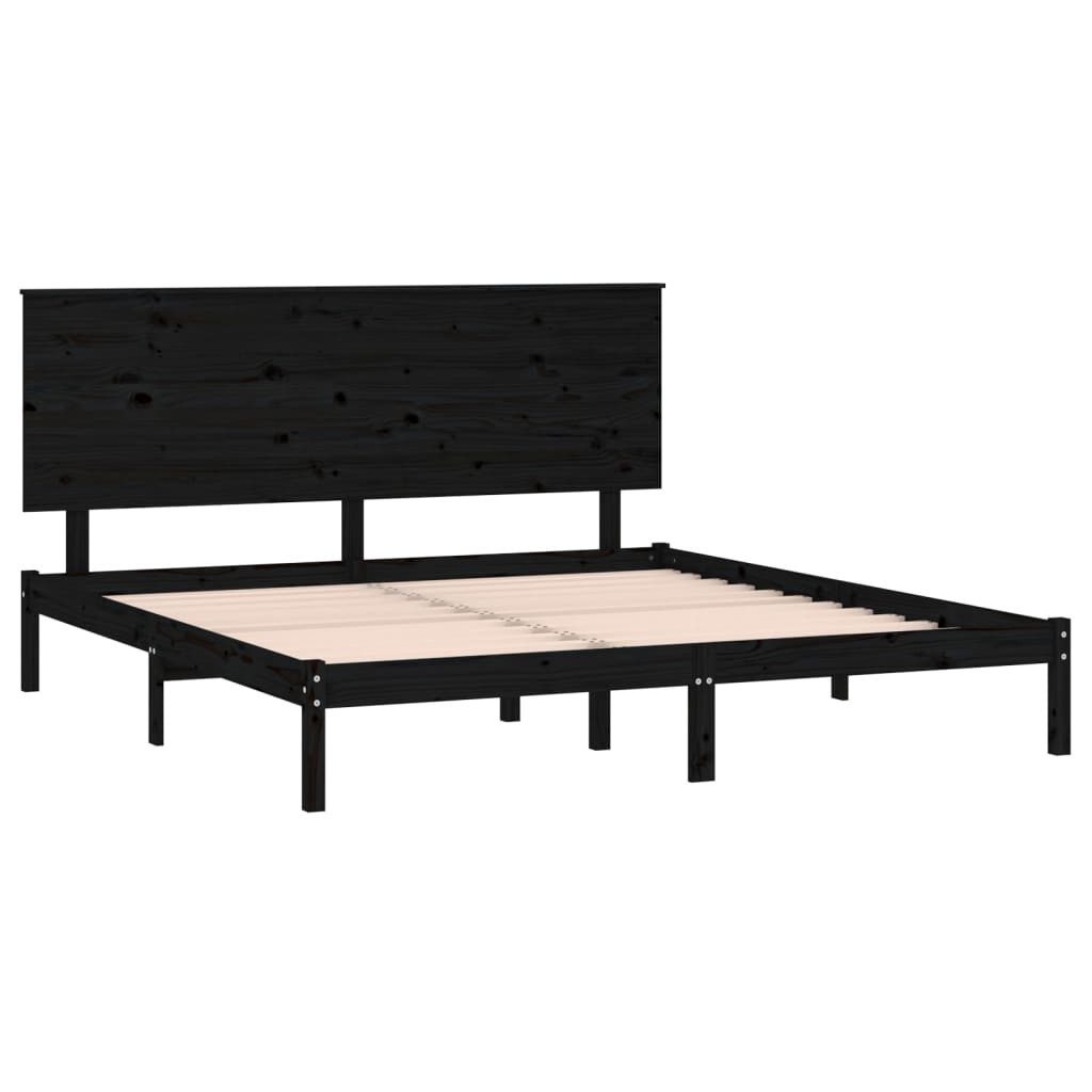 vidaXL Bettgestell 200 x 200 cm Massivholzbett Schwarz Kiefer 200x200 cm Bett Bettgestell