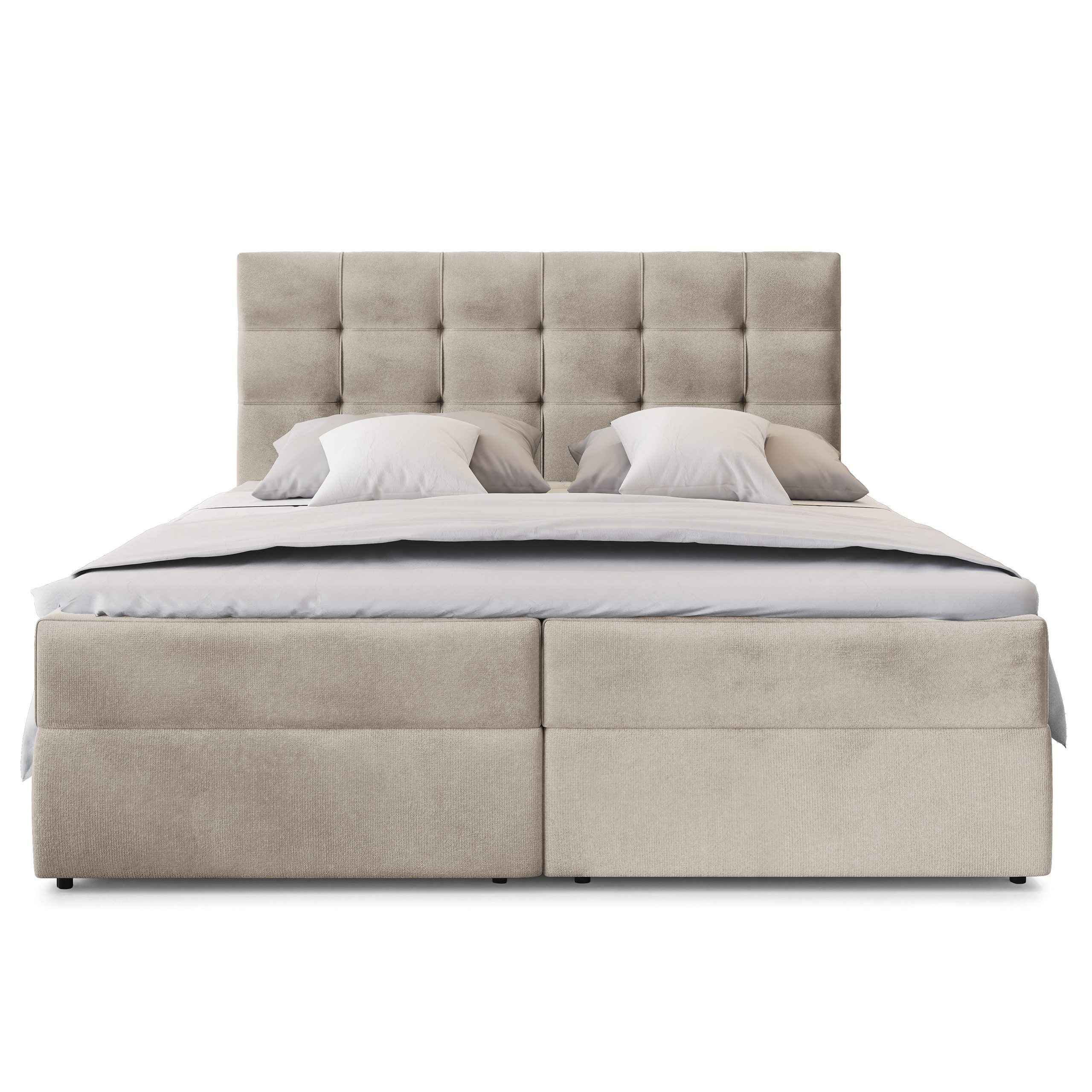 Masseno Boxbett GLOS 180x200 cm mit Bonell Matratze und Topper, Doppelbett, Polsterbett mit Kopfteil, Boxspringbett – Bild 5 von 5