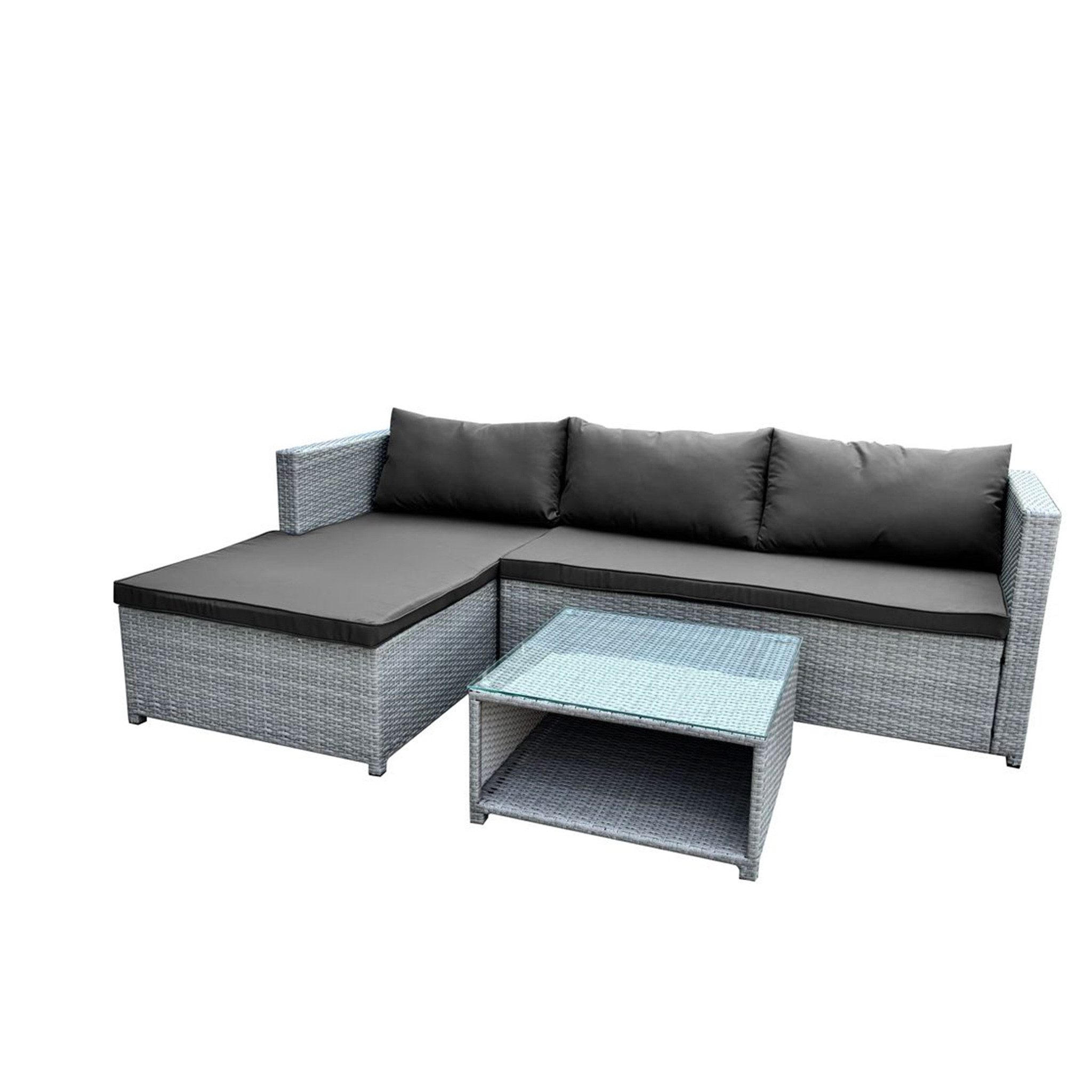 Happy Home Loungeset 3-tlg. Freizeitsofa Loungeset mit Tisch für Garten Terrasse Balkon