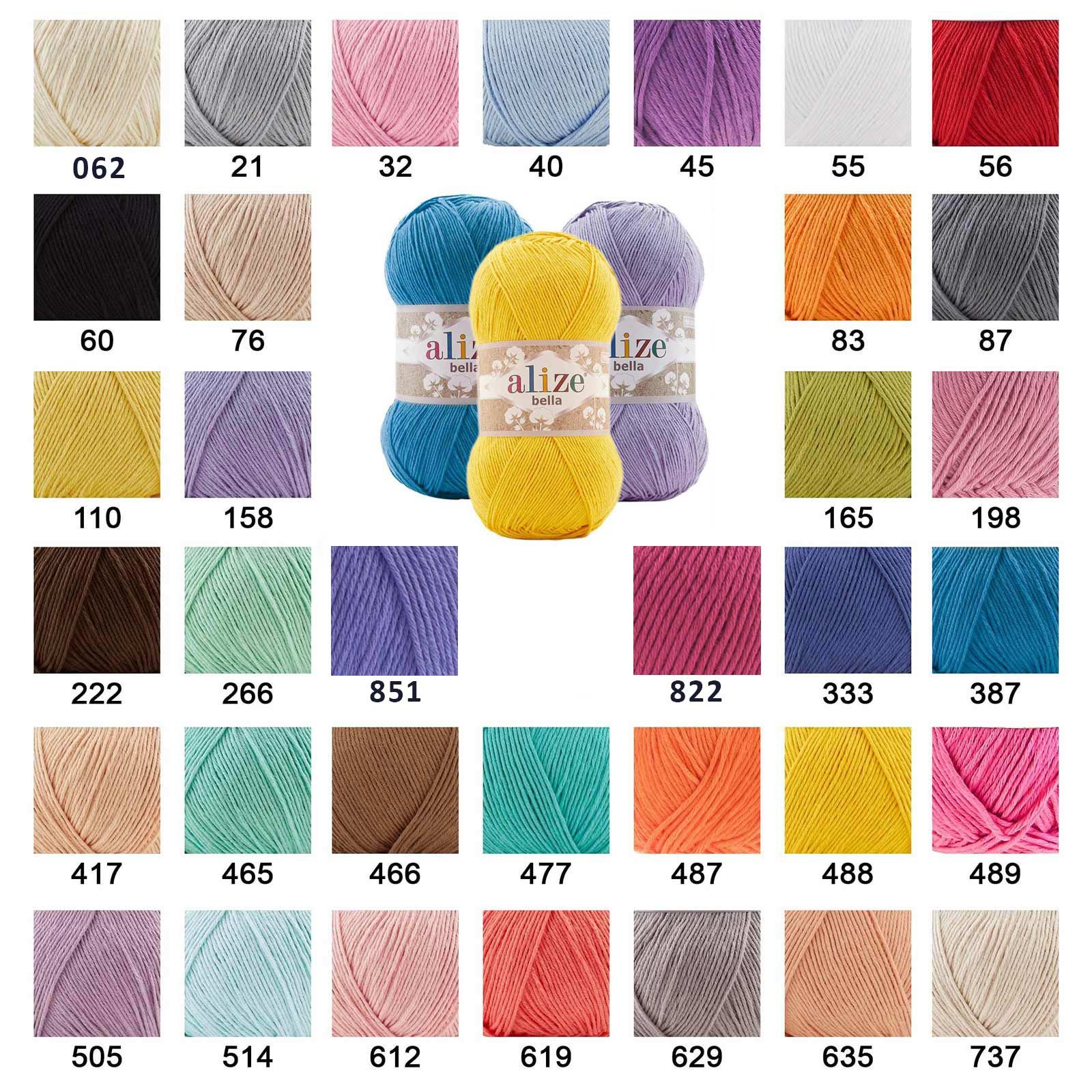 Alize 5 x 100g Alize Bella uni Baumwoll-Strickgarn Häkelgarn Sommerwolle Häkelwolle, 360 m, 32 baby rosa