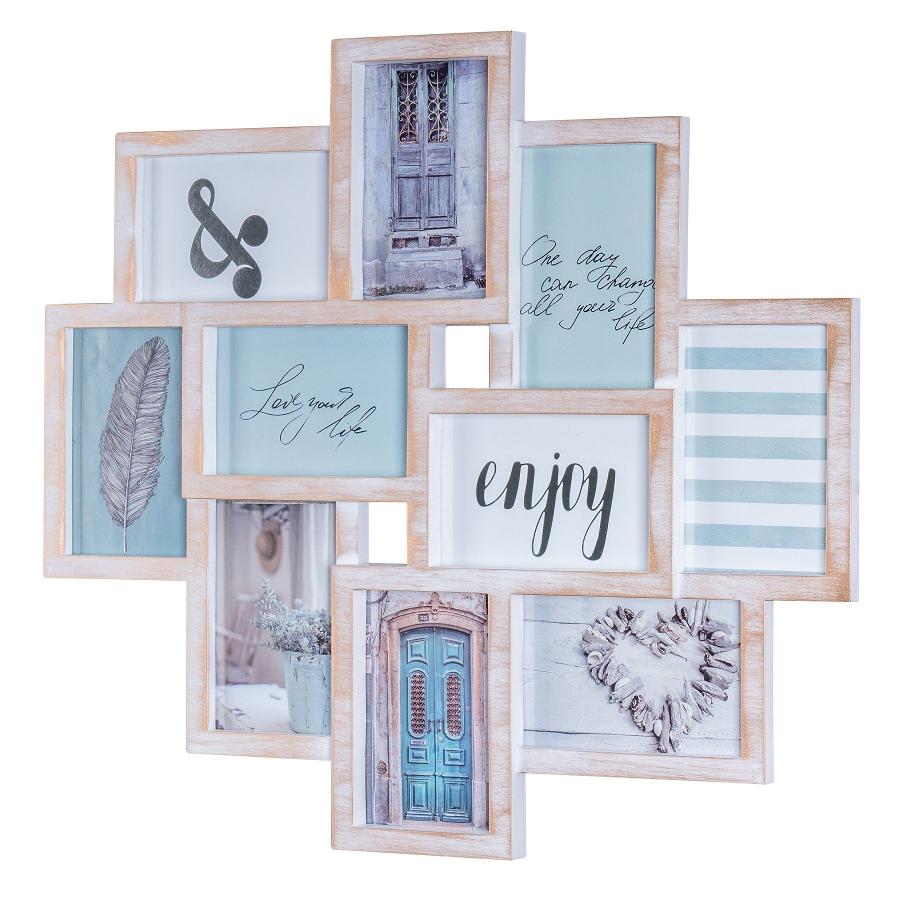 Levandeo® Bilderrahmen Collage, Bilderrahmen Collage 50x55cm 10 Fotos 10x15 günstig online kaufen