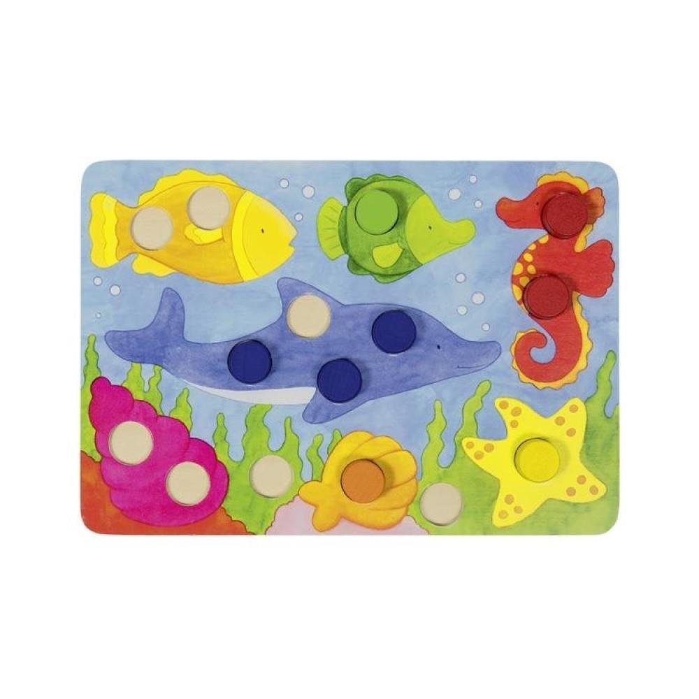 goki Spiel Farbwürfelspiel, Kinderspiel, aus Holz, mit Farben, Lernspiel