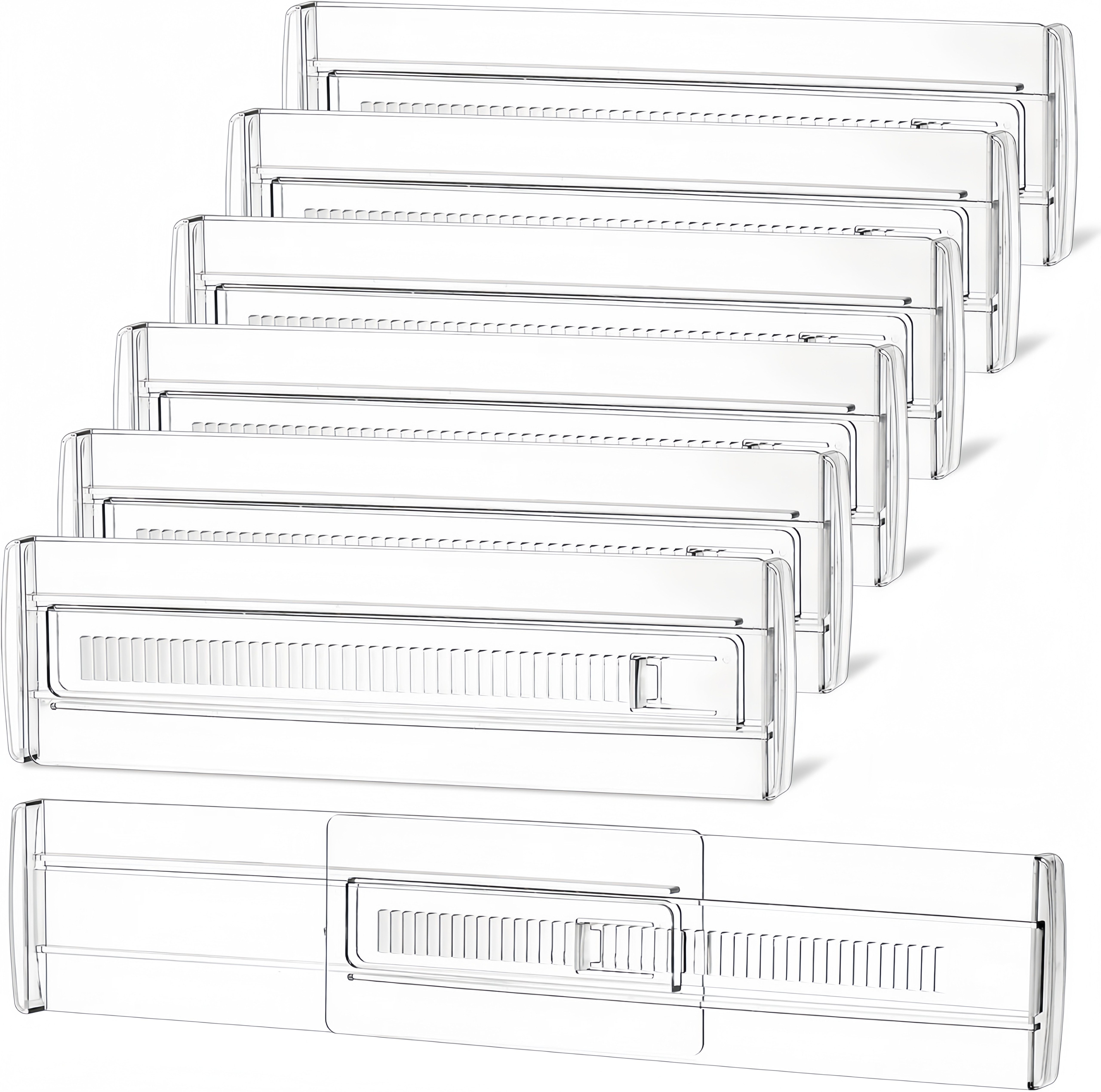 FOUORTUNATE-BEE Schubladeneinsatz 6er Set Verstellbare Schubladentrenner Transparent für Ordnung (6 St), Transparente Schubladenteiler für Küche, Schlafzimmer & Kommode
