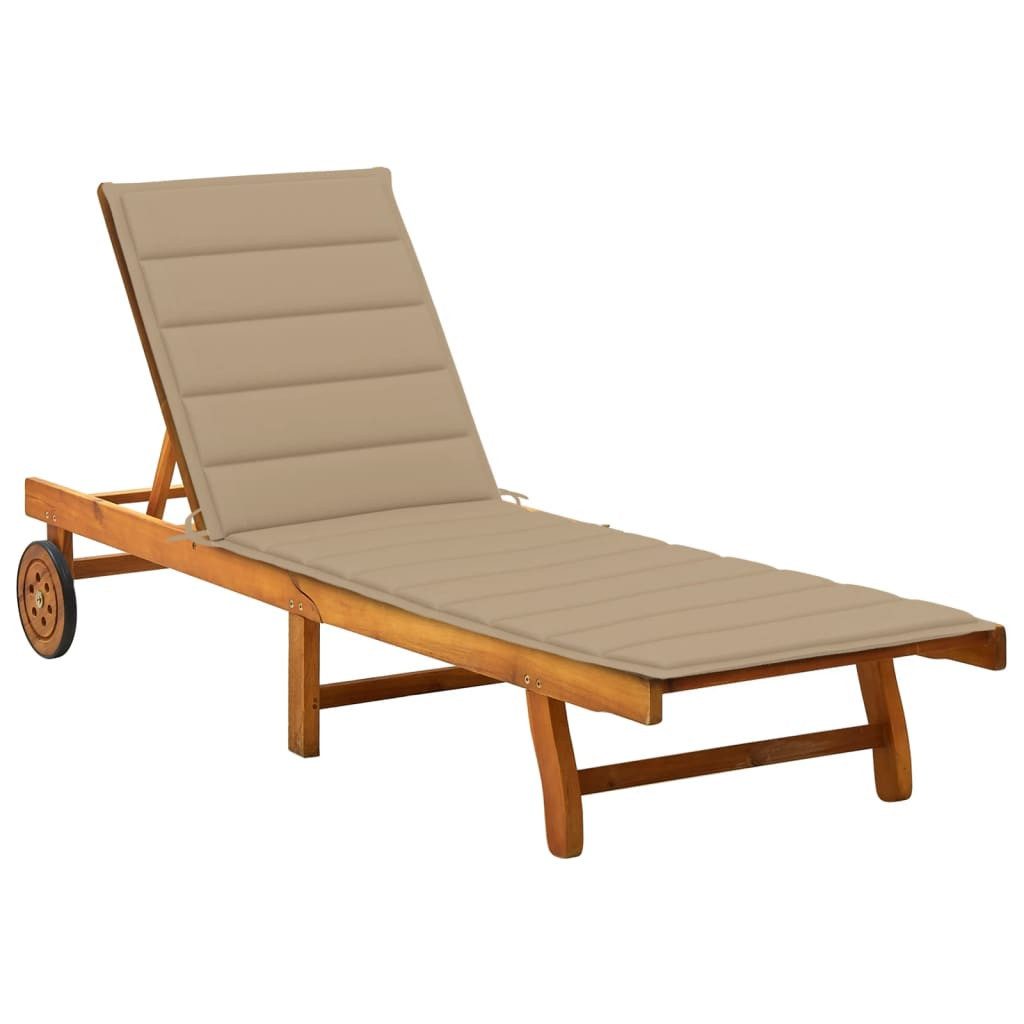 vidaXL Gartenliege Gartenliege Rollliege Holzliege Sonnenliege mit