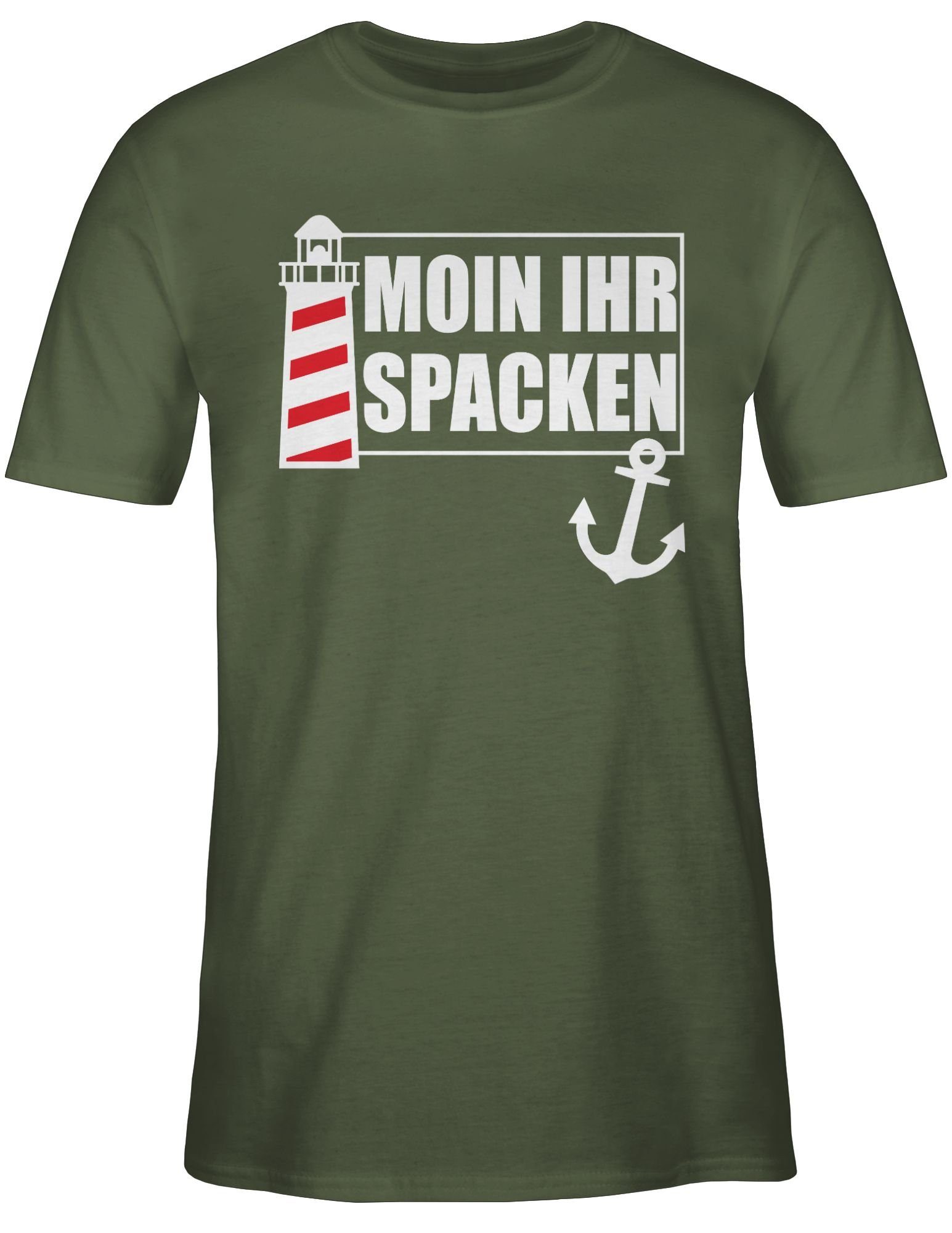 ihr Leuchtturm - weiß mit Spacken T-Shirt 03 Moin Grün Sprüche Army Statement Shirtracer