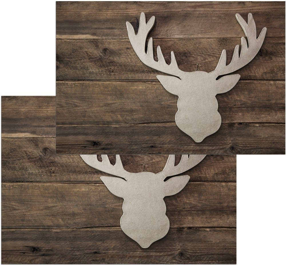 matches21 HOME & HOBBY Fußmatte Türmatte Hirsch Landhaus in 40x60 cm als Fussabtreter, rechteckig, Höhe: 5 mm, Rutschfester Türvorleger für innen als waschbare Schmutzfangmatte