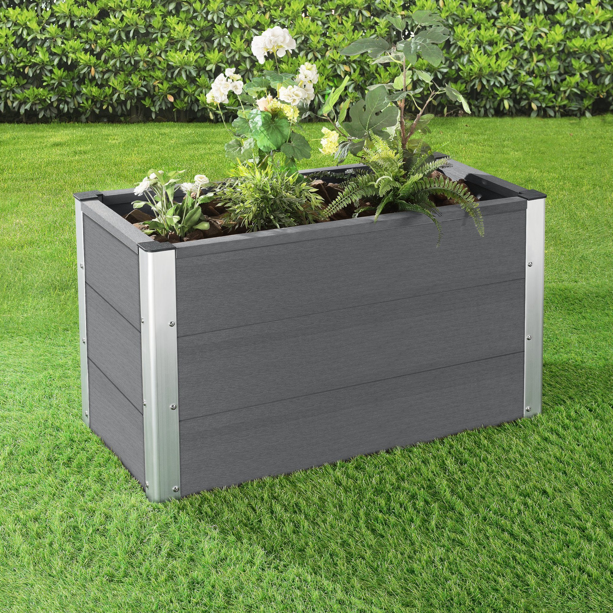 neu.holz Hochbeet, »Eden« WPC Pflanzkasten 100x50x50cm Blumenkübel grau