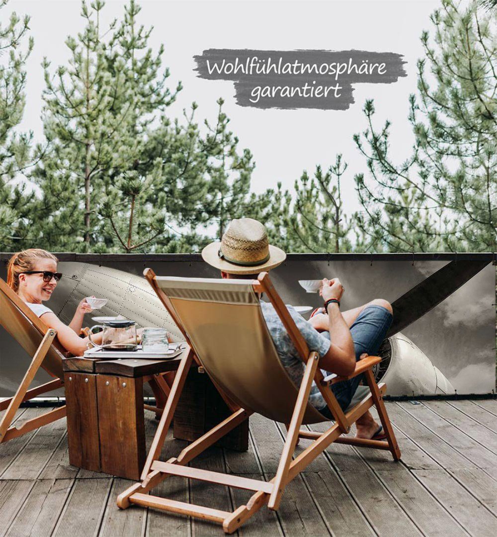 Thumbnail - MyMaxxi Sichtschutzelement Balkonbanner Flugzeug Klassiker Balkon Sichtschutz Garten
