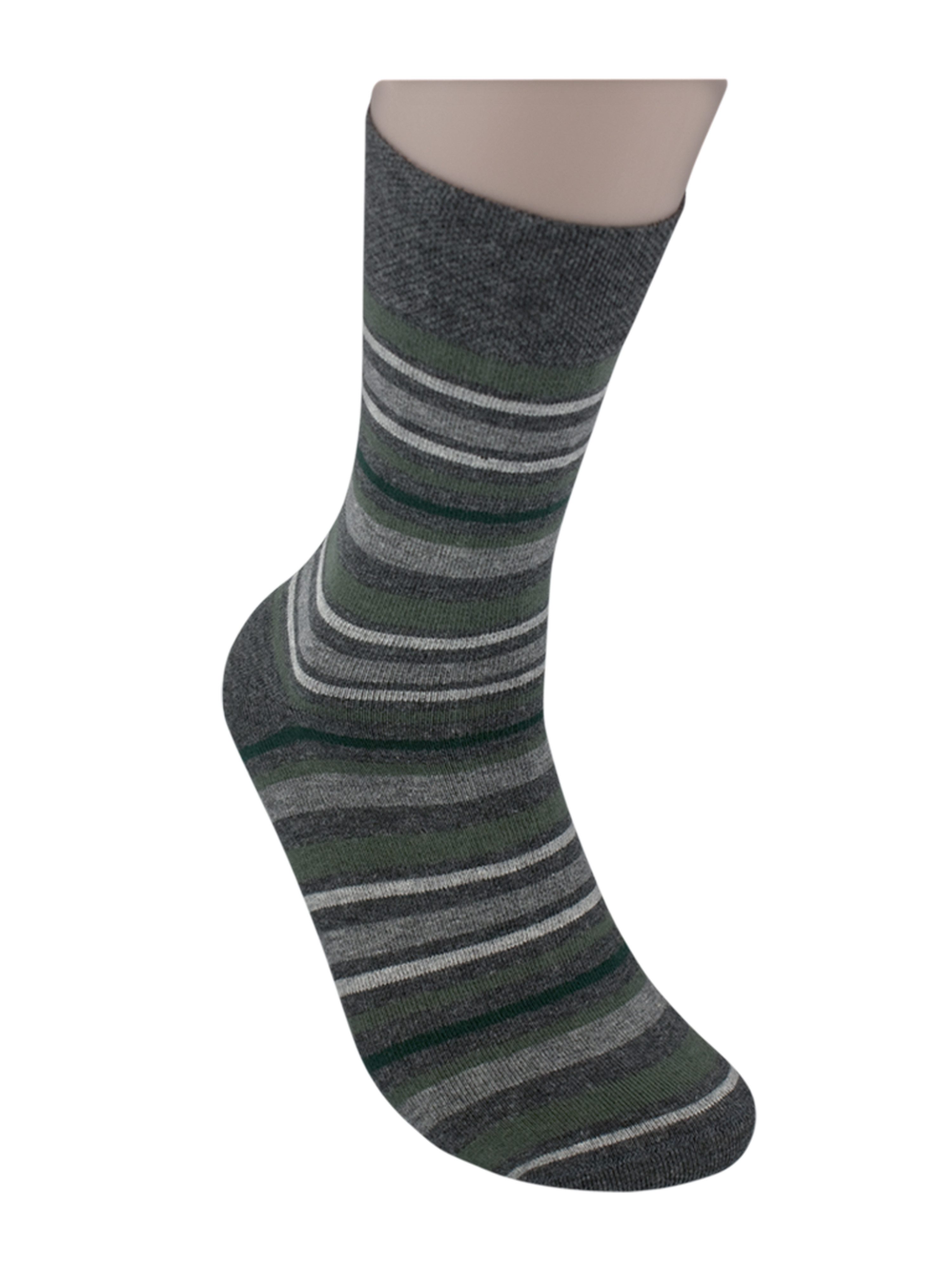 Die Sockenbude Basicsocken RINGEL (Bund, 5-Paar, grau grün) weicher Bund