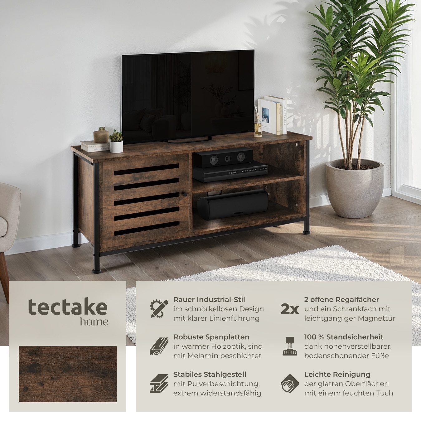 tectake Lowboard TV-Board, Industrial Style günstig online kaufen