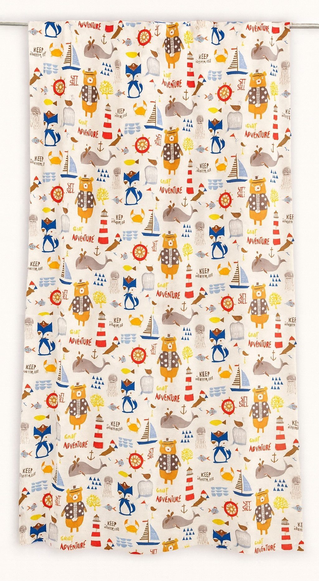 Clever-Kauf-24 Gardine Schlaufenschal Ahoi weiß Kinder BxH 135 x 175/245, blickdichter Vorhang