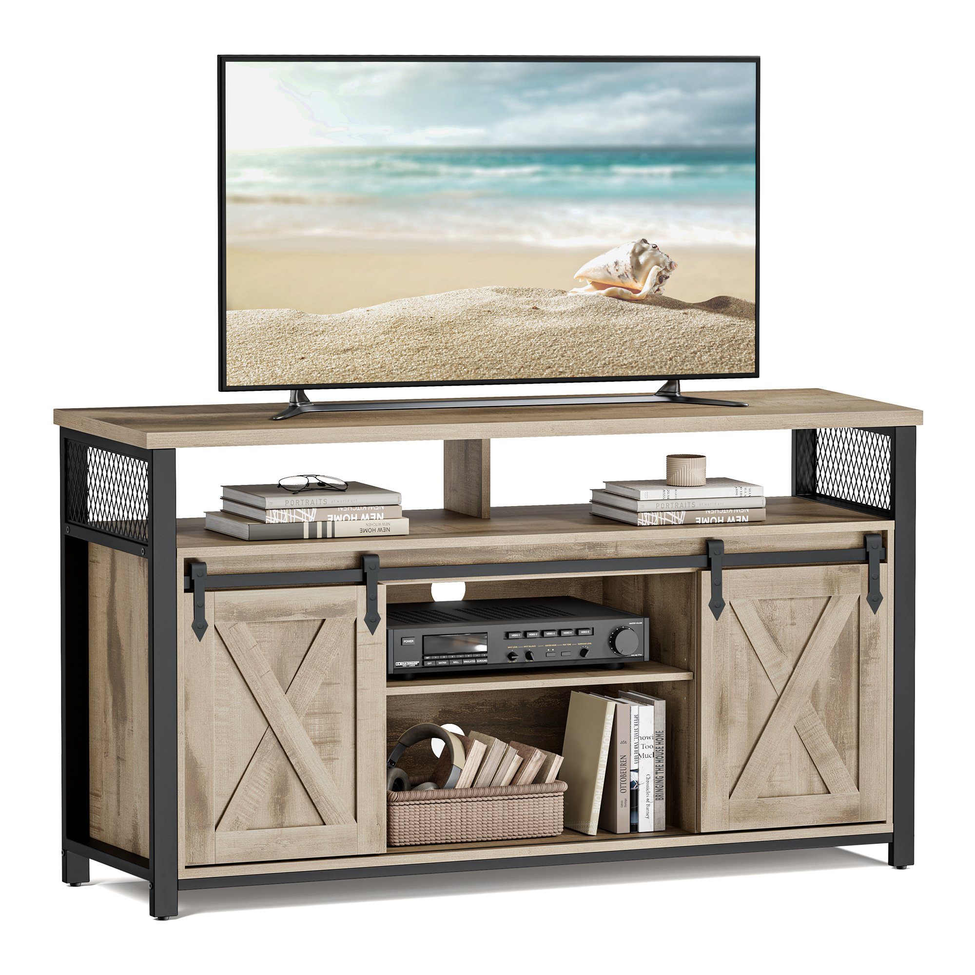 VASAGLE Lowboard TV-Schrank, Lange 135 cm, für Fernseher bis zu 60 Zoll