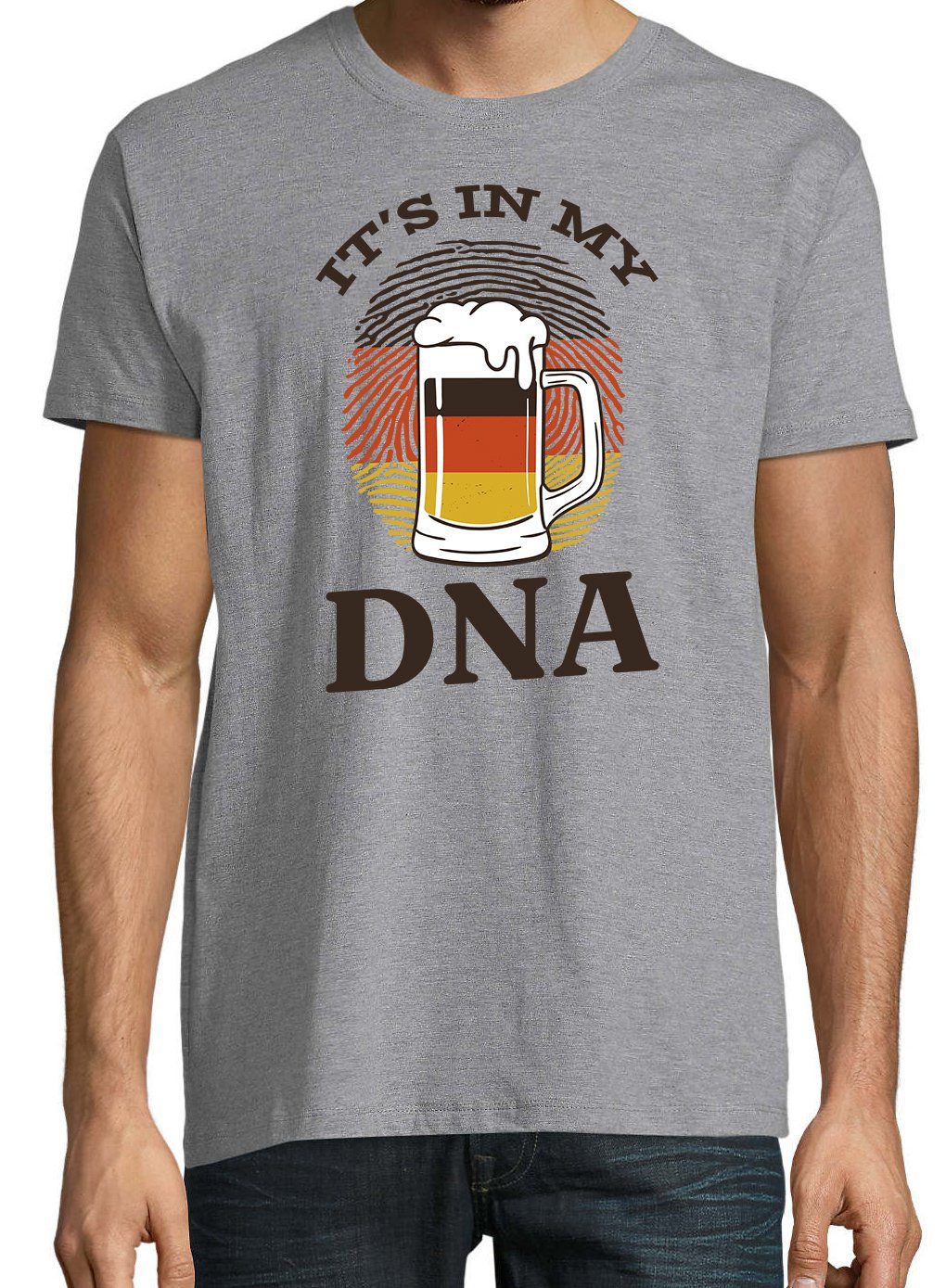 Herren My Shirt mit Grau DNA In Bier Frontprint lustigem It´s Designz T-Shirt Youth