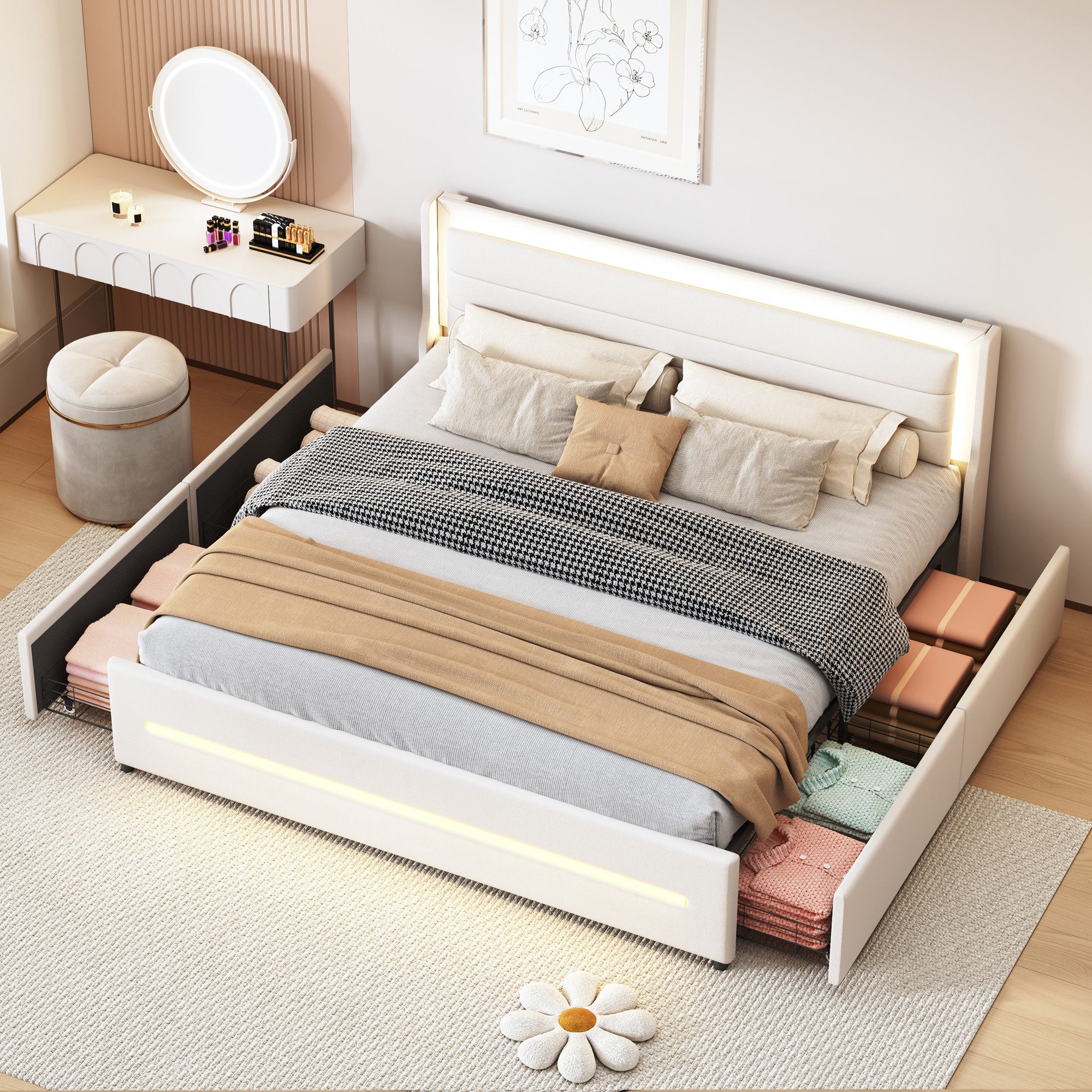 HAUSS SPOLE Polsterbett 180x200 mit LED-Beleuchtung, günstig online kaufen