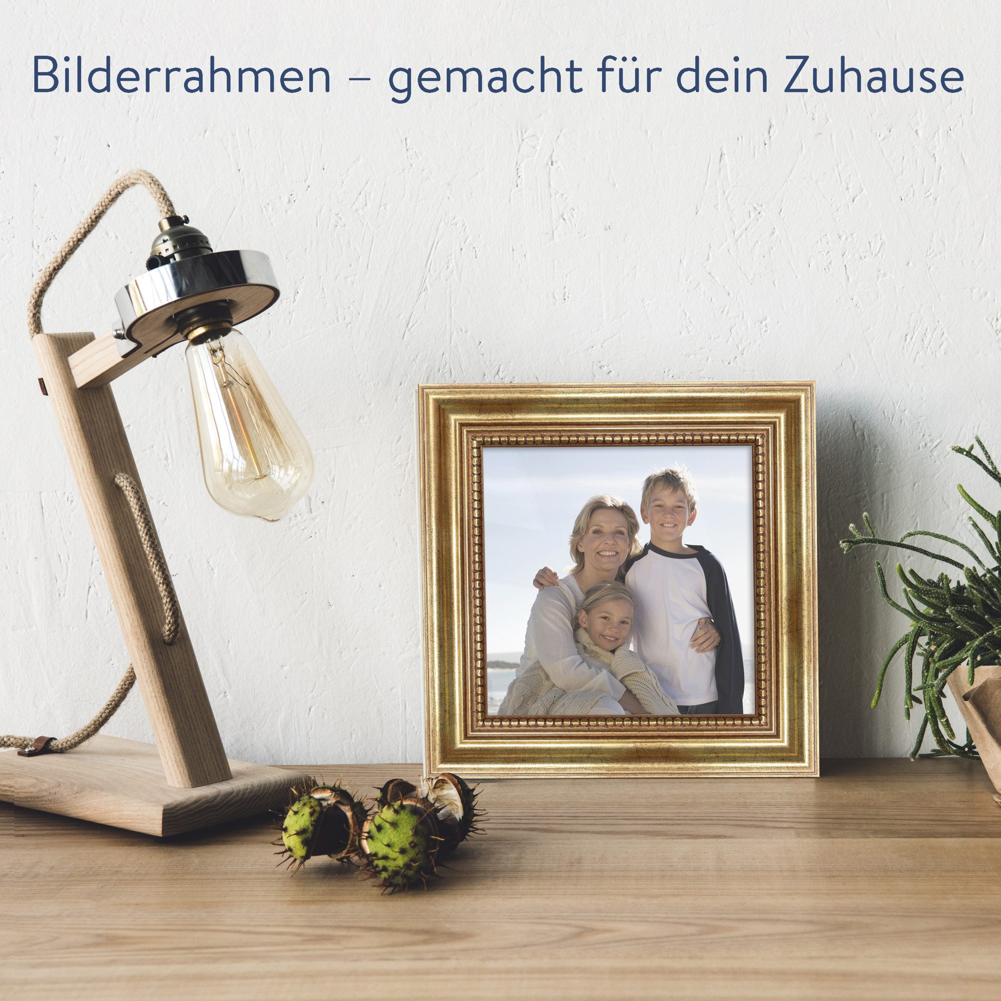 WANDStyle Einzelrahmen H450, Goldener Bilderrahmen 10x10 Holz, Vintage Bilderrahmen Gold 10x10 cm