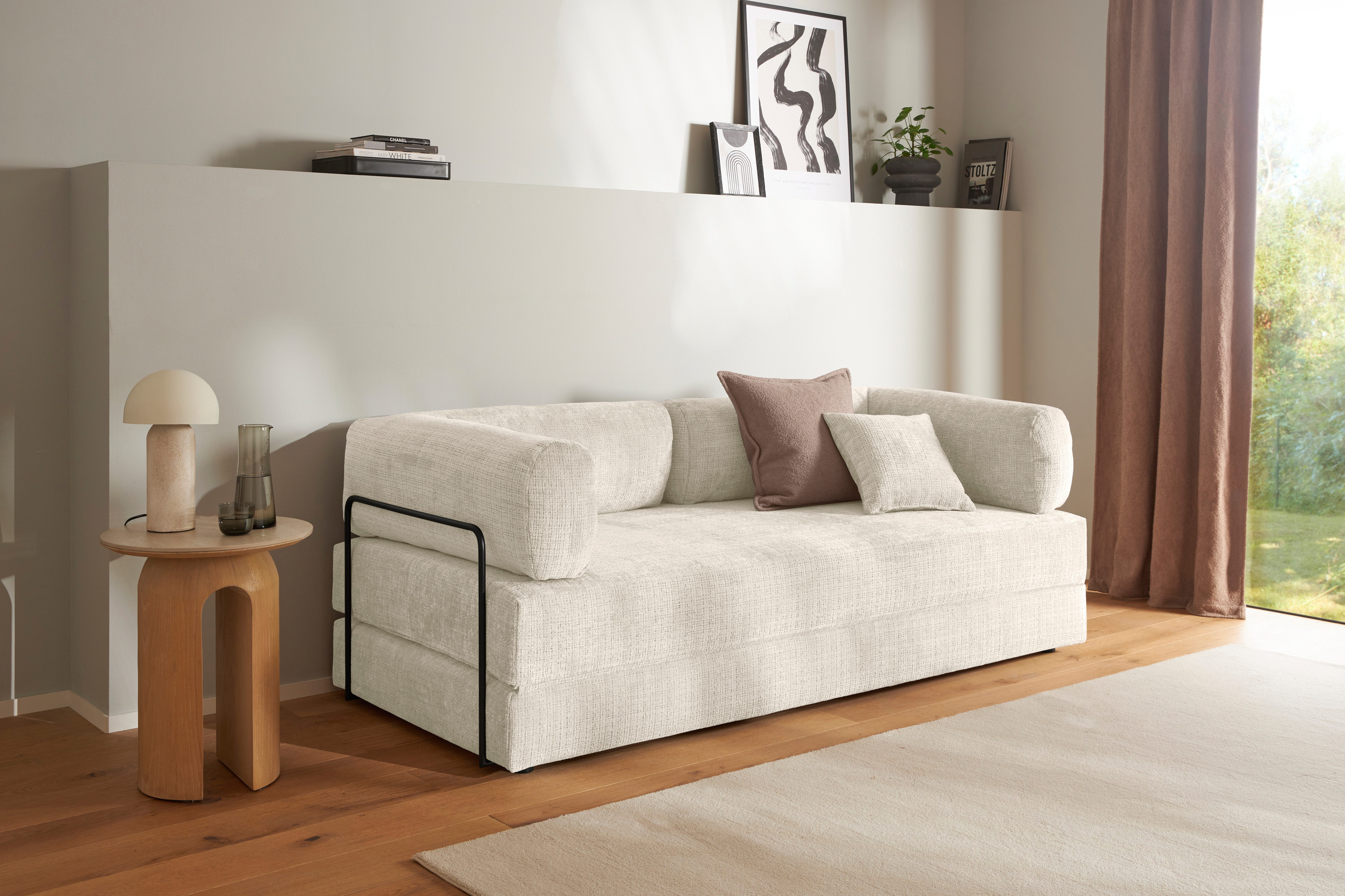 homsy by Ana Johnson Schlafsofa Folda Dauerschläfer, B: 206 cm, Liegefl. 181x198 cm, mit Bett-/Schlaffunktion, inkl. 1x Zierkissen, Tonnentaschenfederkern