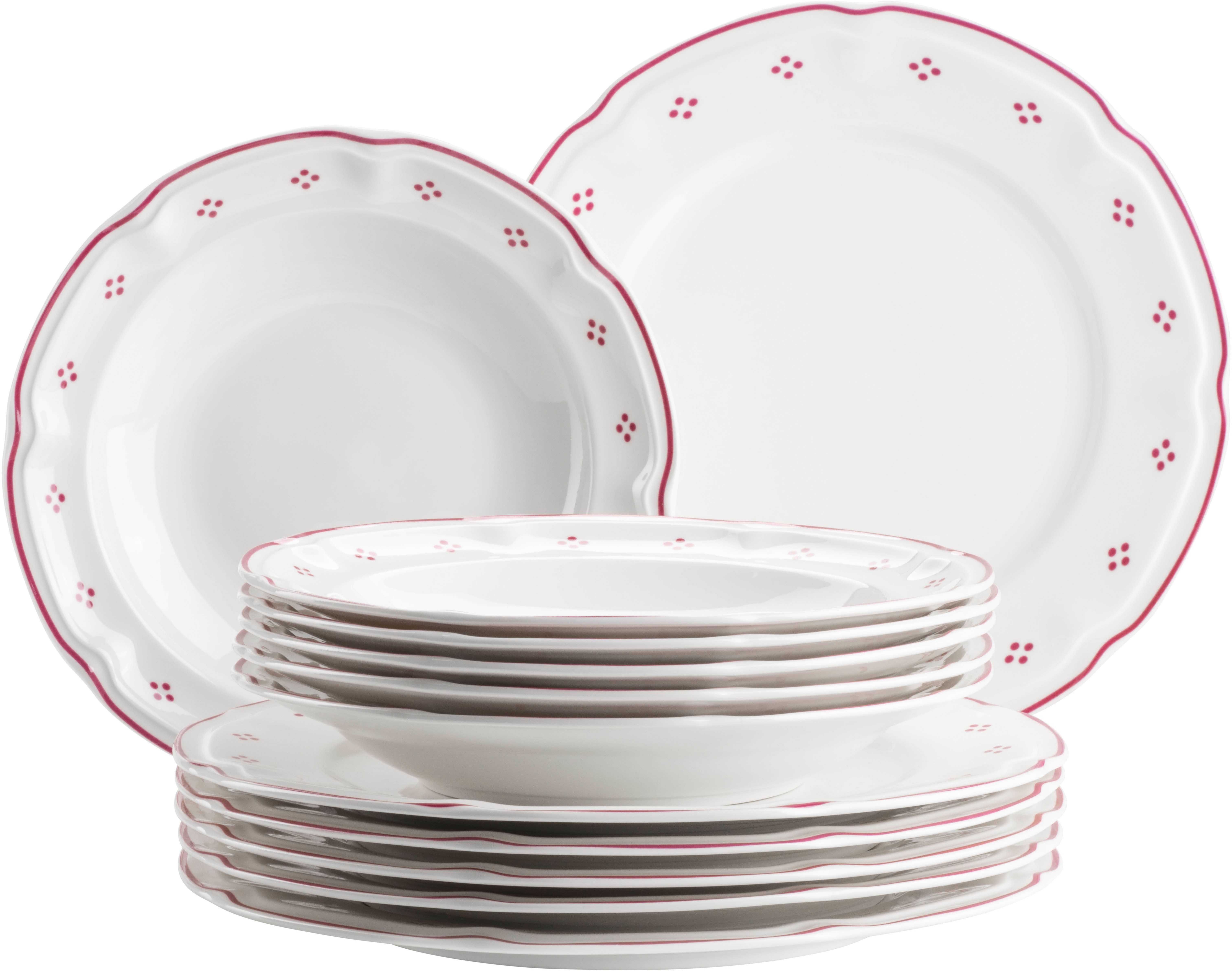 MÄSER Tafelservice Lova (12-tlg), 6 Personen, Porzellan, Teller Set