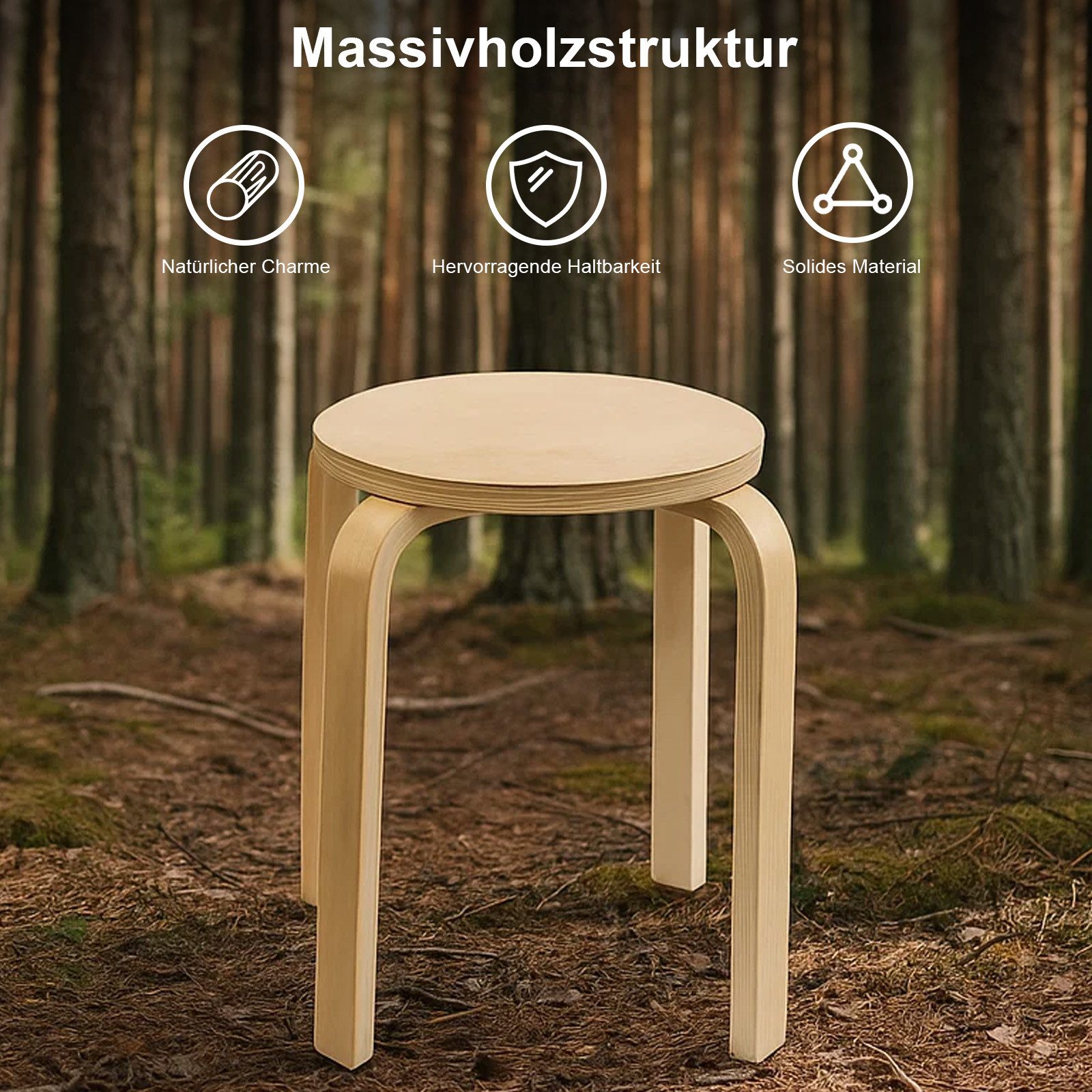 Youyijia Angelhocker Esszimmerstühle Esszimmerstühle 4er Set Aus Holz – Bild 3 von 5