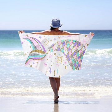 FIDDY Strandtuch Das Meerjungfrauen-Strandtuch ist saugfähig und ultraleicht, (1-St)